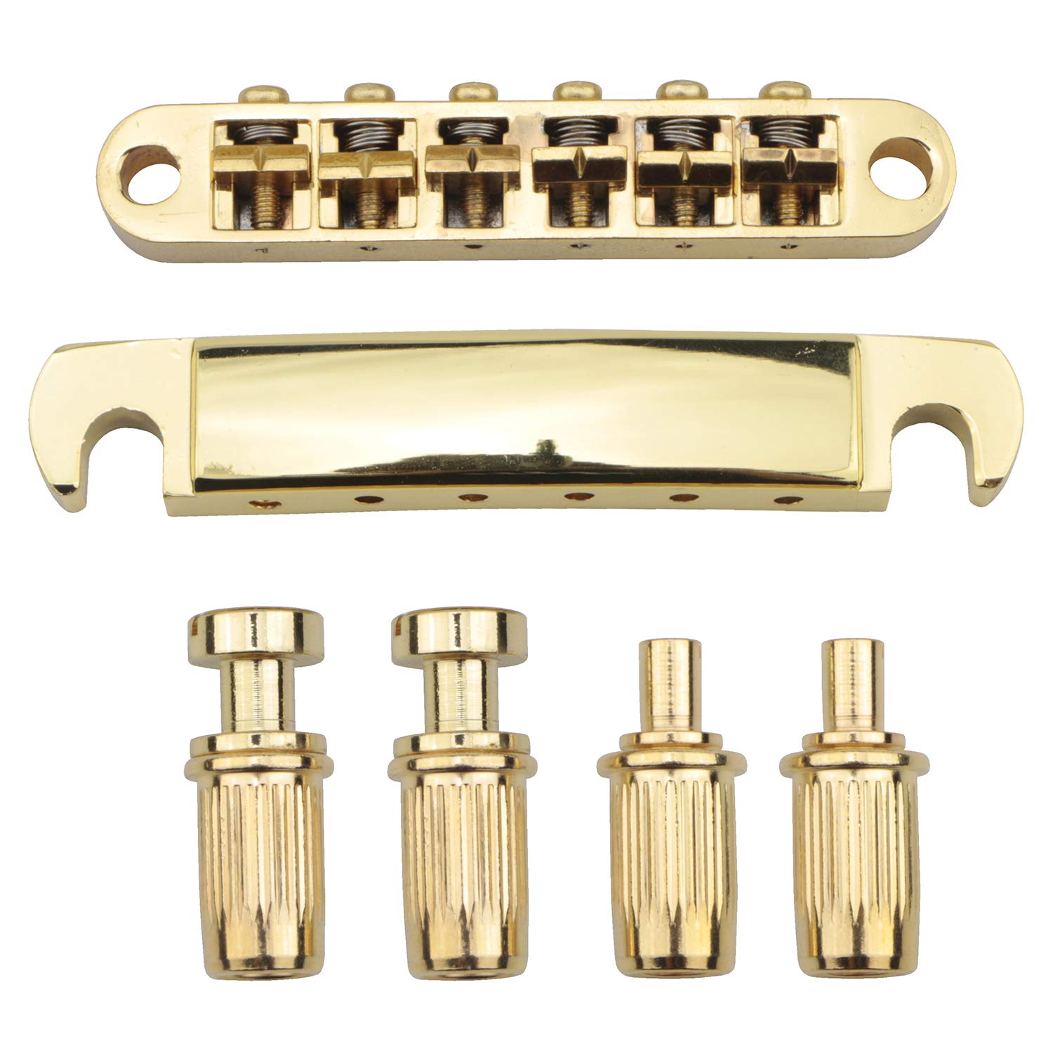 Swhmc Gold Electric Guitar Tune O Matic Roller Saddle Bridge & Tailpiece With Studs Set For Les Paul Lp Sg Style Electric Guitar