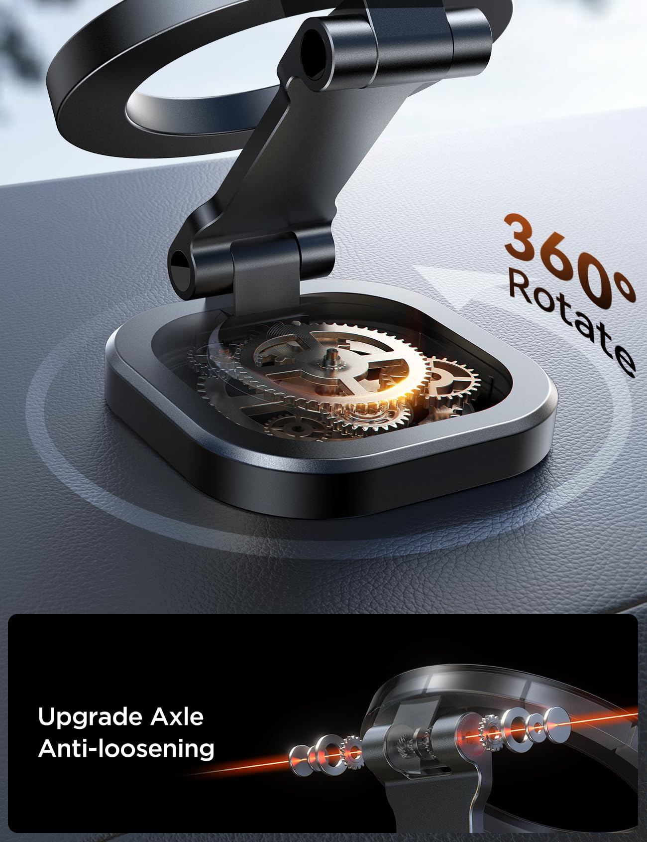 Joyroom Fits Magsafe Car Mount, [360 Rotating Base & All-Metal] Magnetic Phone Holder For Car, Ultra Magnetic Car Phone Holder,