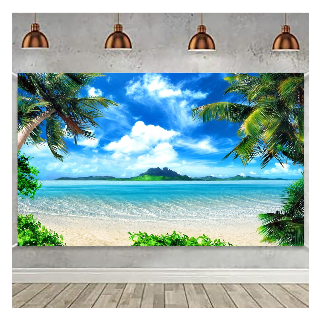 Summer Beach Theme Photo Background Hawaii Coconut Tree Banquet Scene Photography Background Wedding Party Decorative Banner Pho