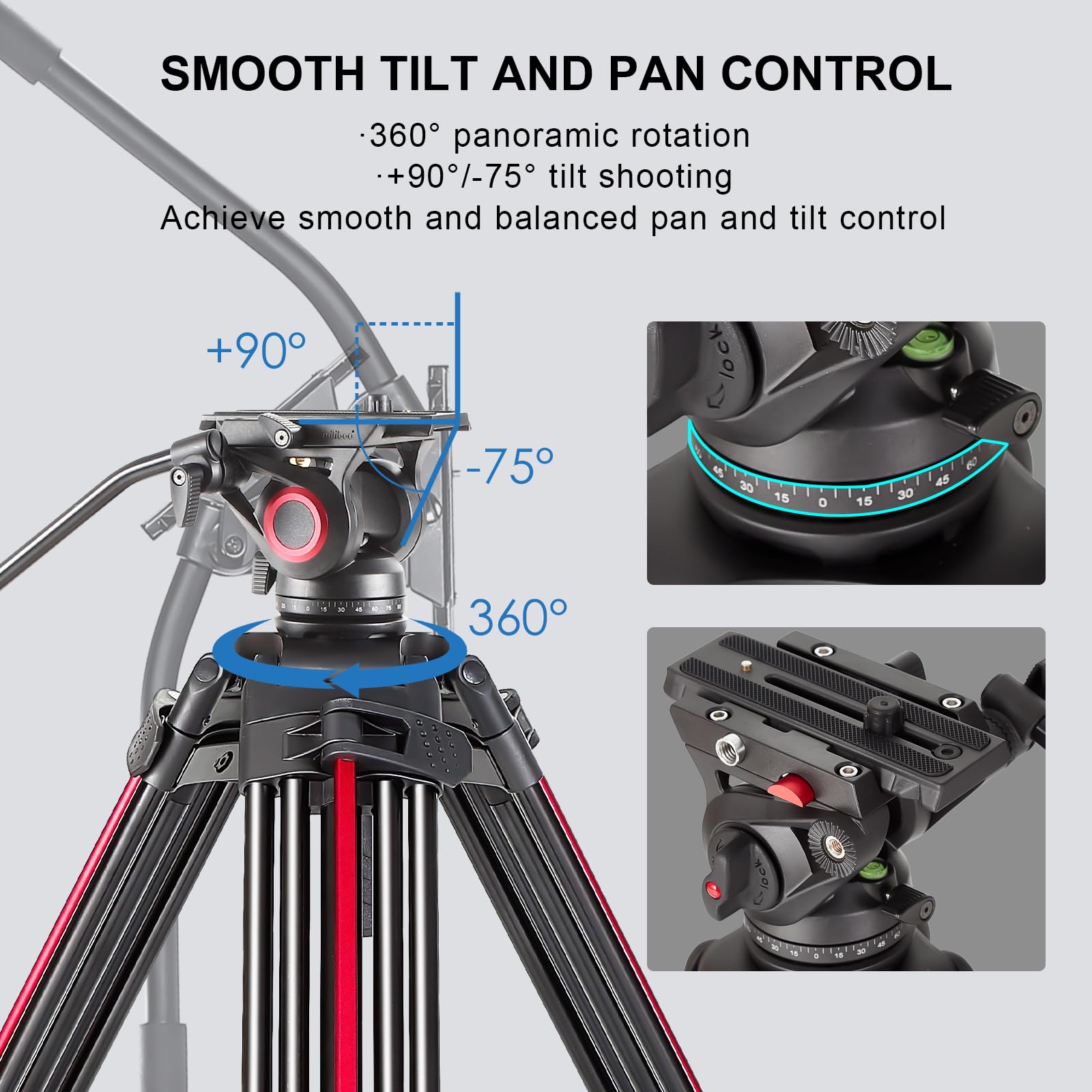 Miliboo Mtt605A Professional Heavy Duty Tripod With Smooth Damping System,One Button Quick Release,Thickened Legs For Camera/Live Streaming/Outdoor Shooting, Ideal For Photographers/Videographers