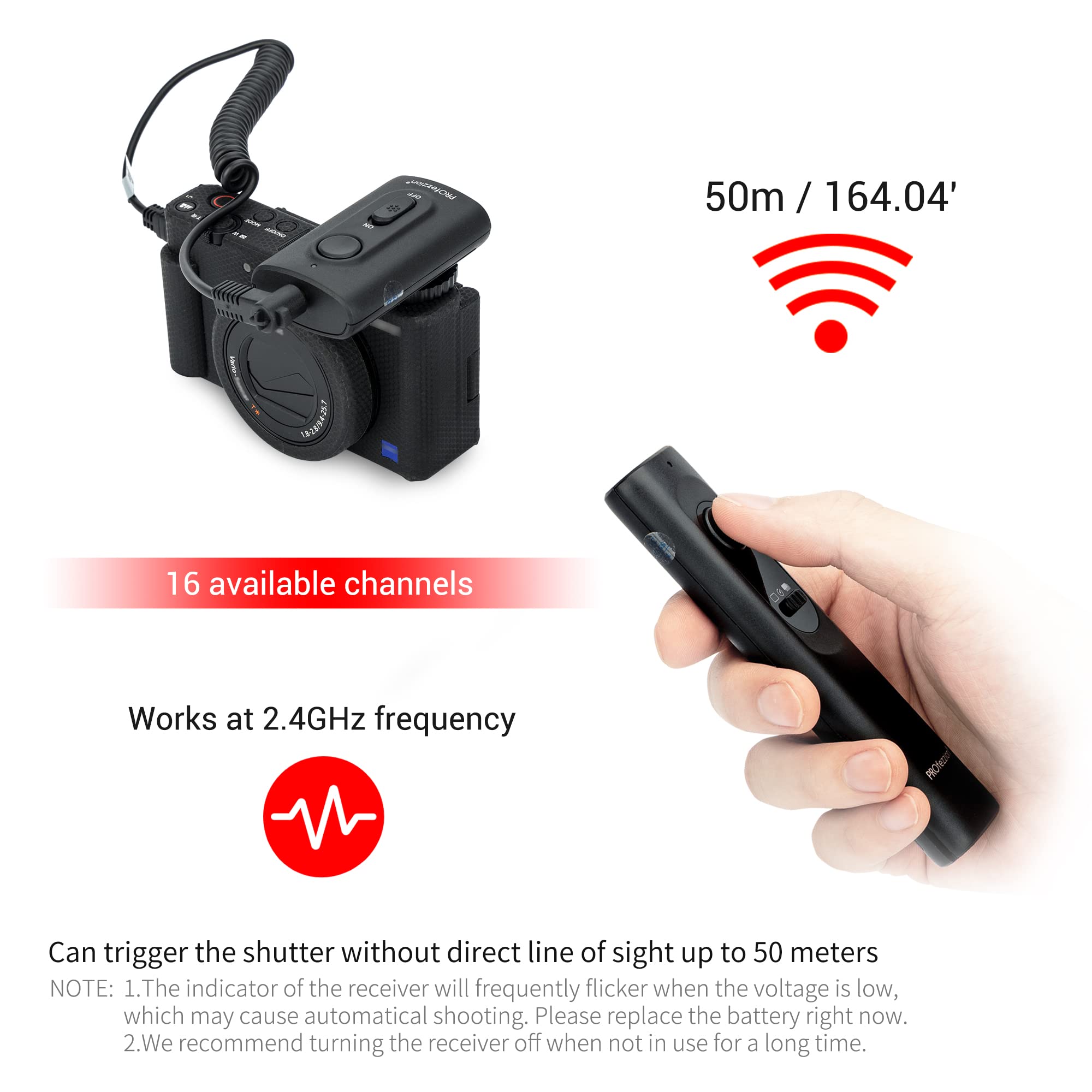 Profezzion [164'] Wireless Shutter Release Remote Control For Sony A7Iv A7Iii A7Ii A7 A6600 A6500 A6400 A6300 A6100 A7R A7Rii A7