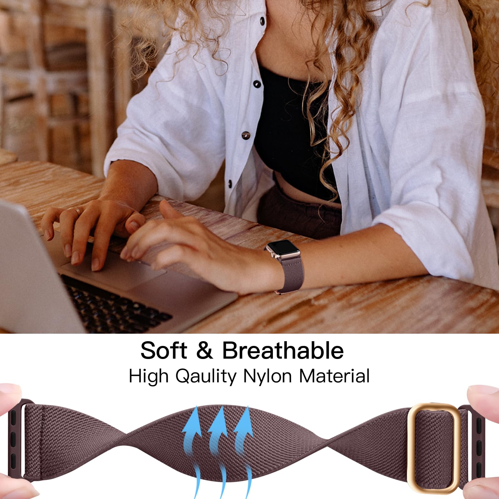 Lerobo Compatible With Apple Watch Band Series 10 9 8 45Mm 46Mm Ultra 2 49Mm Se 44Mm 42Mm Stretchy Nylon Solo Loop Elastic Sport