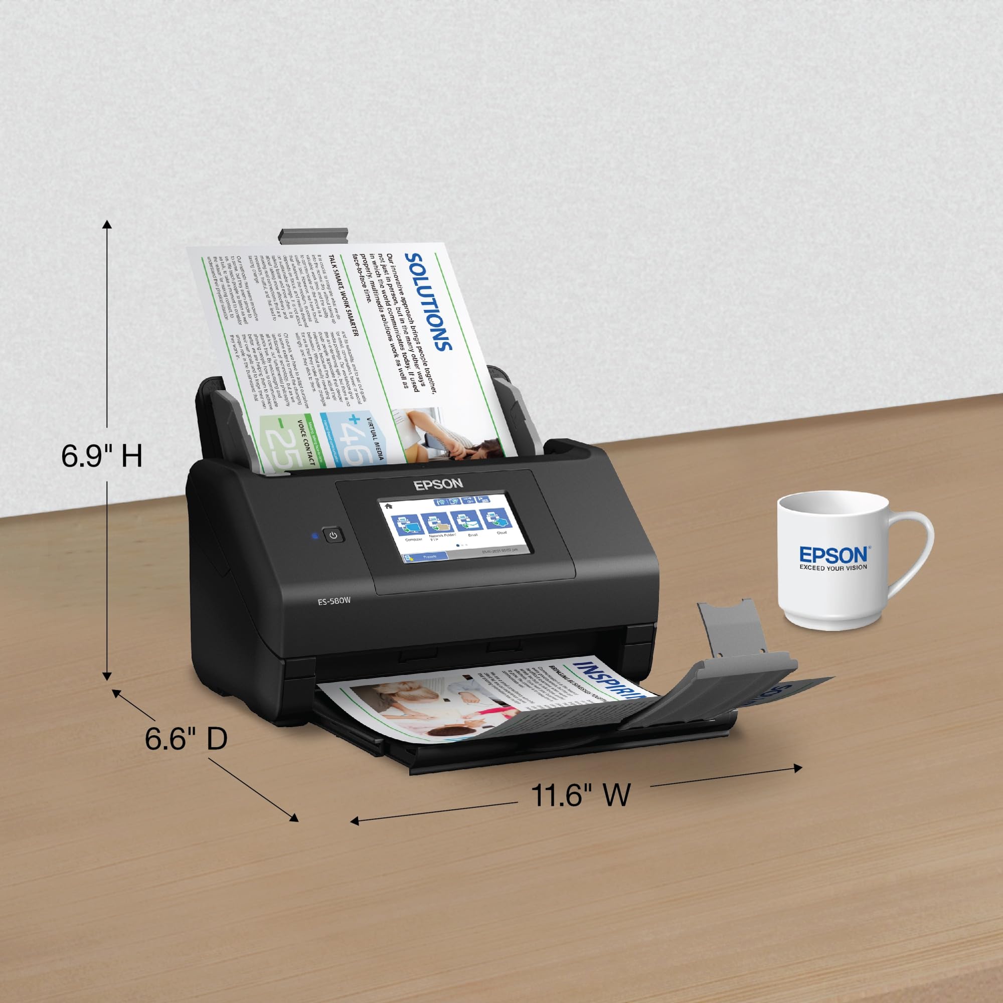 Epson Workforce Es 580W Wireless Color Duplex Desktop Document Scanner For Pc And Mac With 100 Sheet Auto Document Feeder (Adf)