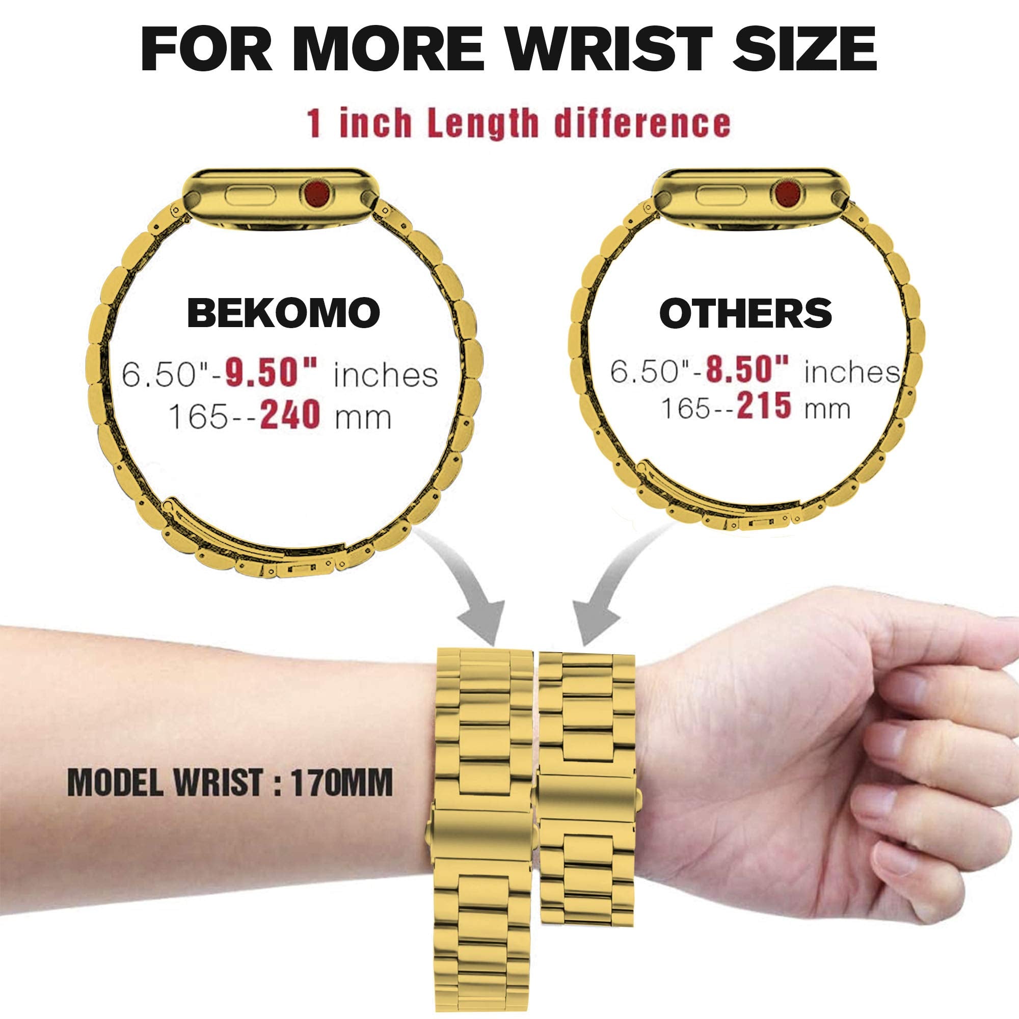 Bekomo 3 Pack Apple Watch Band With Screen Protector Case, Stainless Steel Metal, Elegant Design, Easy Adjustment, High Tech Sur