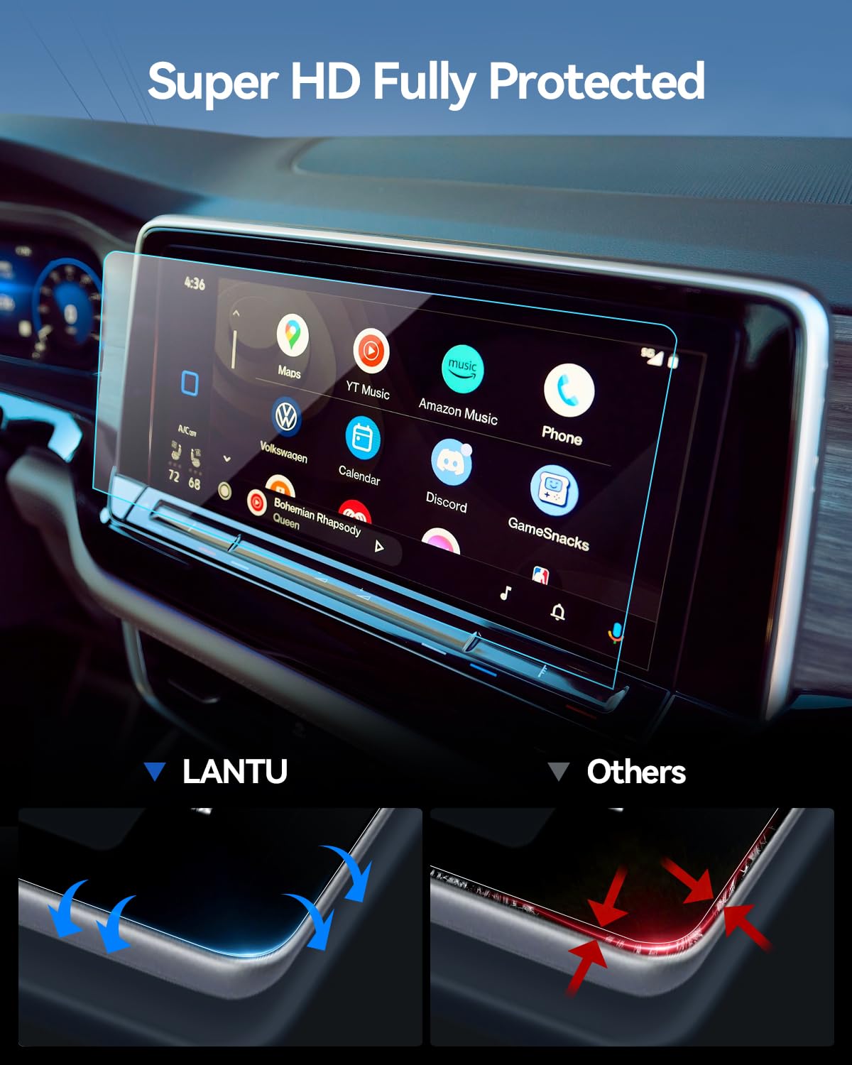 Lantu Car Screen Protector For 2024 Atlas/Atlas Cross Sport V Olkswagen Atlas (Se/Se With Technology/Sel/Sel Premium R Line) Acc