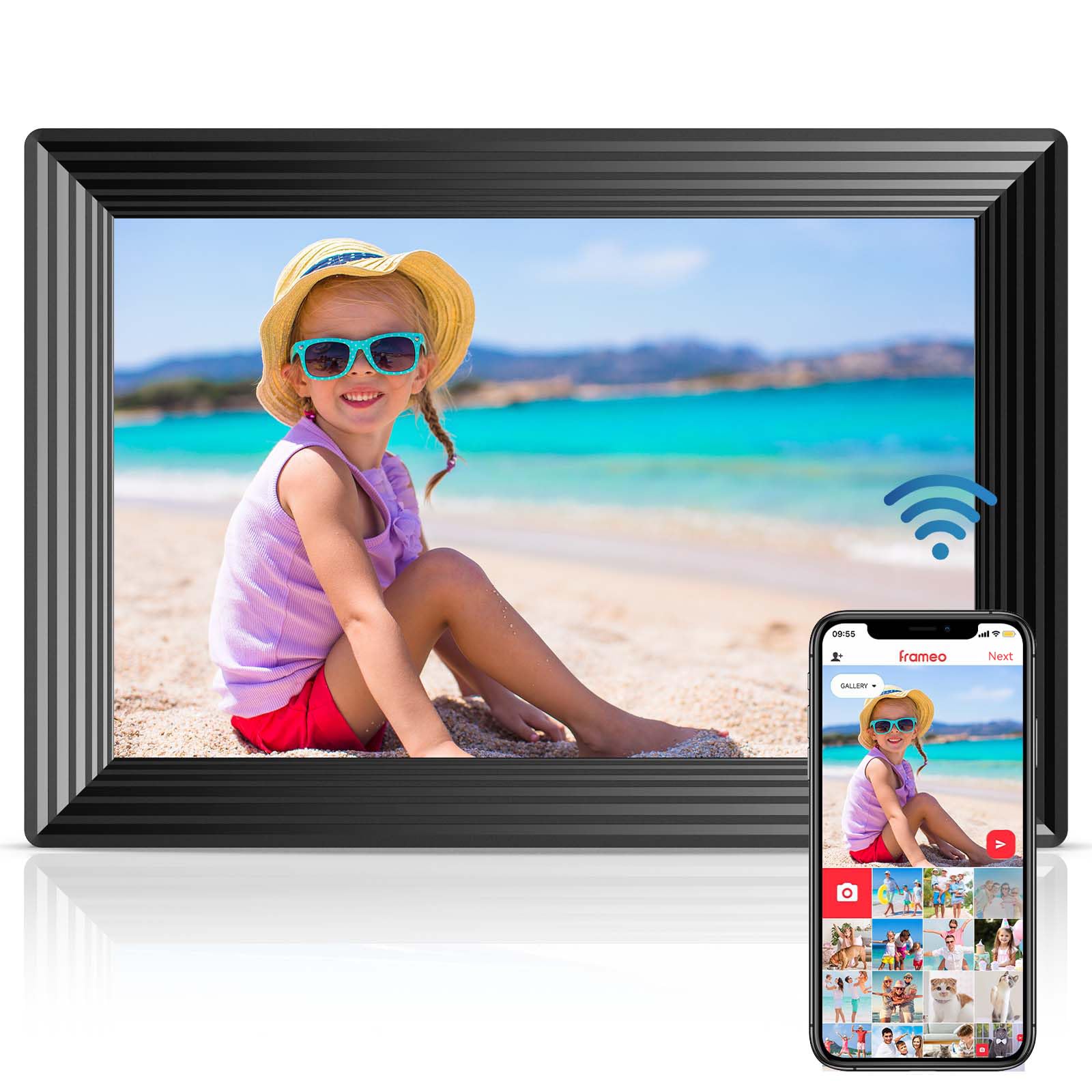 Frameo 10.1'' Wifi Digital Picture Frame, Smart Digital Photo Frame With 16Gb Storage, 1280X800 Ips Hd Touch Screen, Auto Rotate