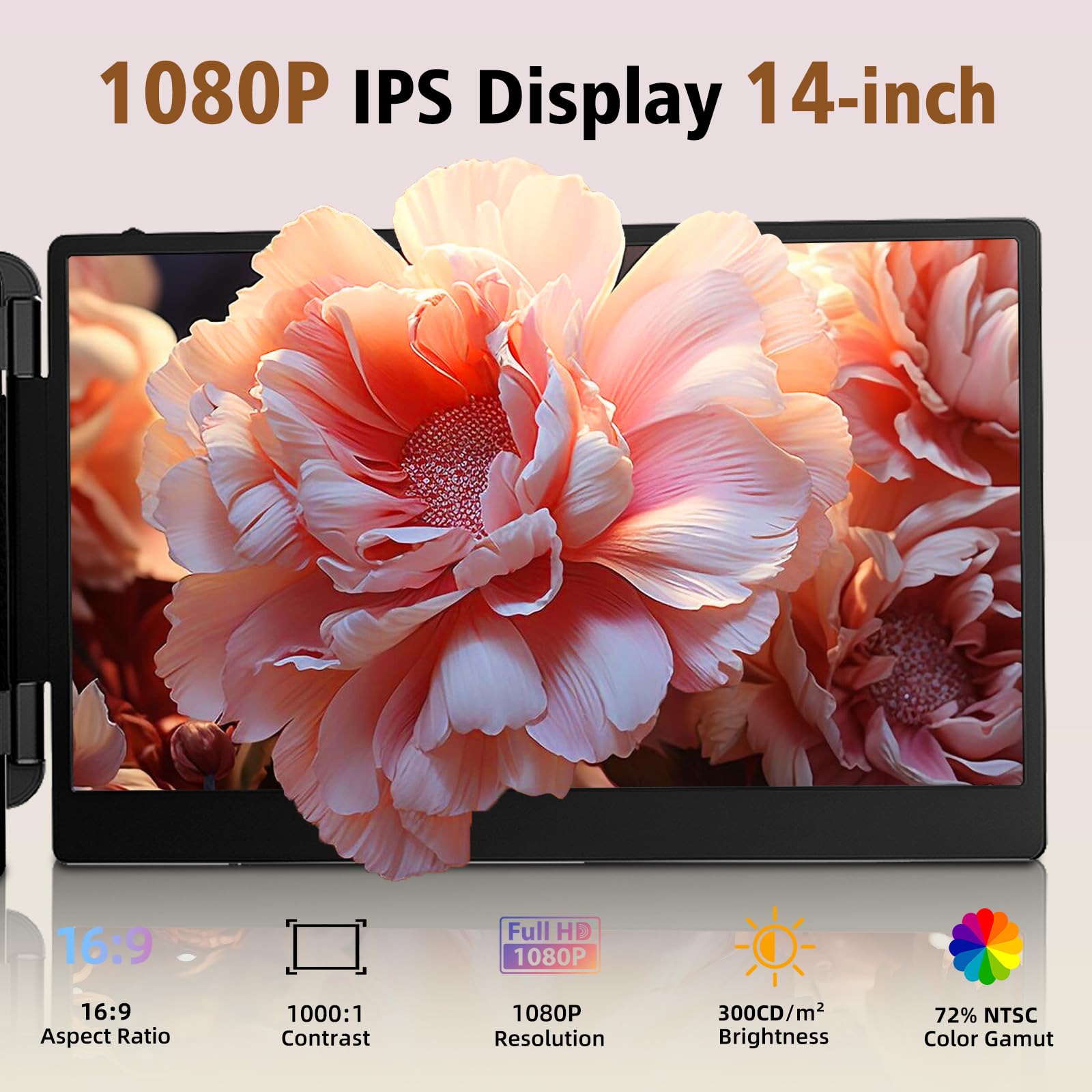 Laptop Screen Extender Dual Monitor   14'' Portable Monitor Ips Fhd 1080P Attachment Screen Extended Extra Screen Usb C/Hdmi Por