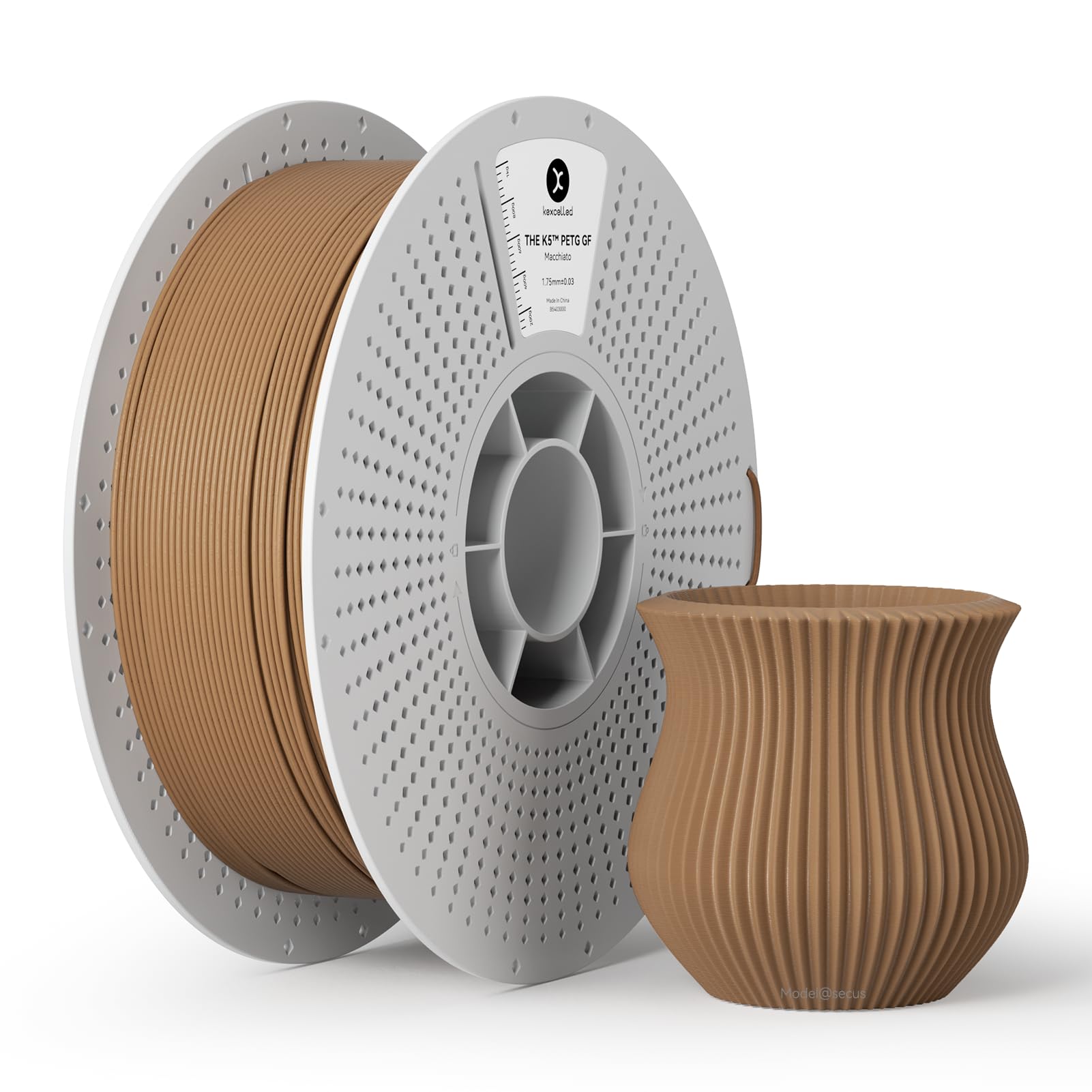 kexcelled Glass Fiber PETG GF Filament Brown, High Stiffness, Durability, Weather Resistant, Matte PETG-GF 3D Printing Material 