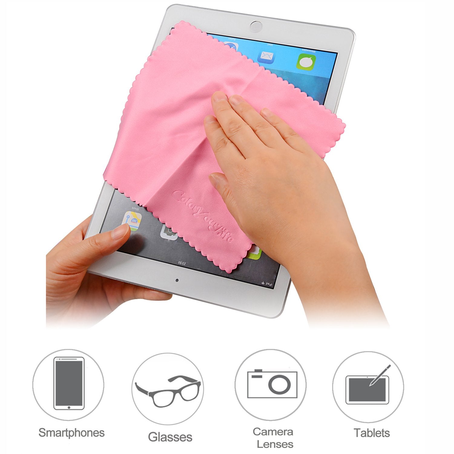 Coloryourlife 10 Pack Microfiber Cleaning Cloths For Smart Phone, Laptop, Computer, Tablet, Camera, Lenses, Lcd Monitor, Tv, Optics Etc In Retail Packaging