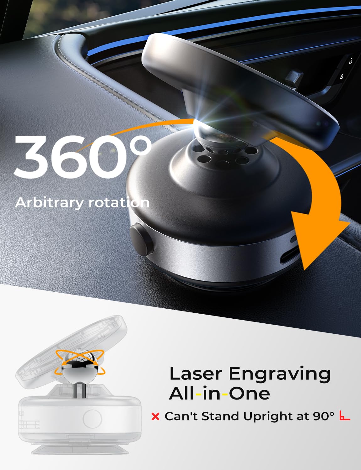 Lisen Suction Phone Mount, Mini Portable Super Stable Electric Vacuum Magnetic Phone Holder, 360 Adjustable Vlogging Travel Mult