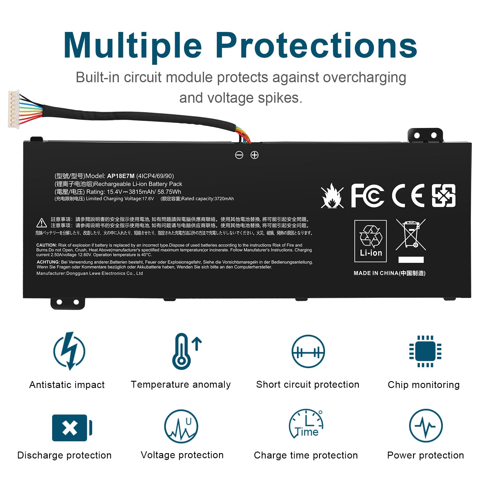 Ap18E7M Battery For Acer Nitro 5 An515 44 An515 54 An517 51 Nitro 7 An715 51, Aspire 7 A715 74G, Predator Helios 300 Ph315 52 Ph
