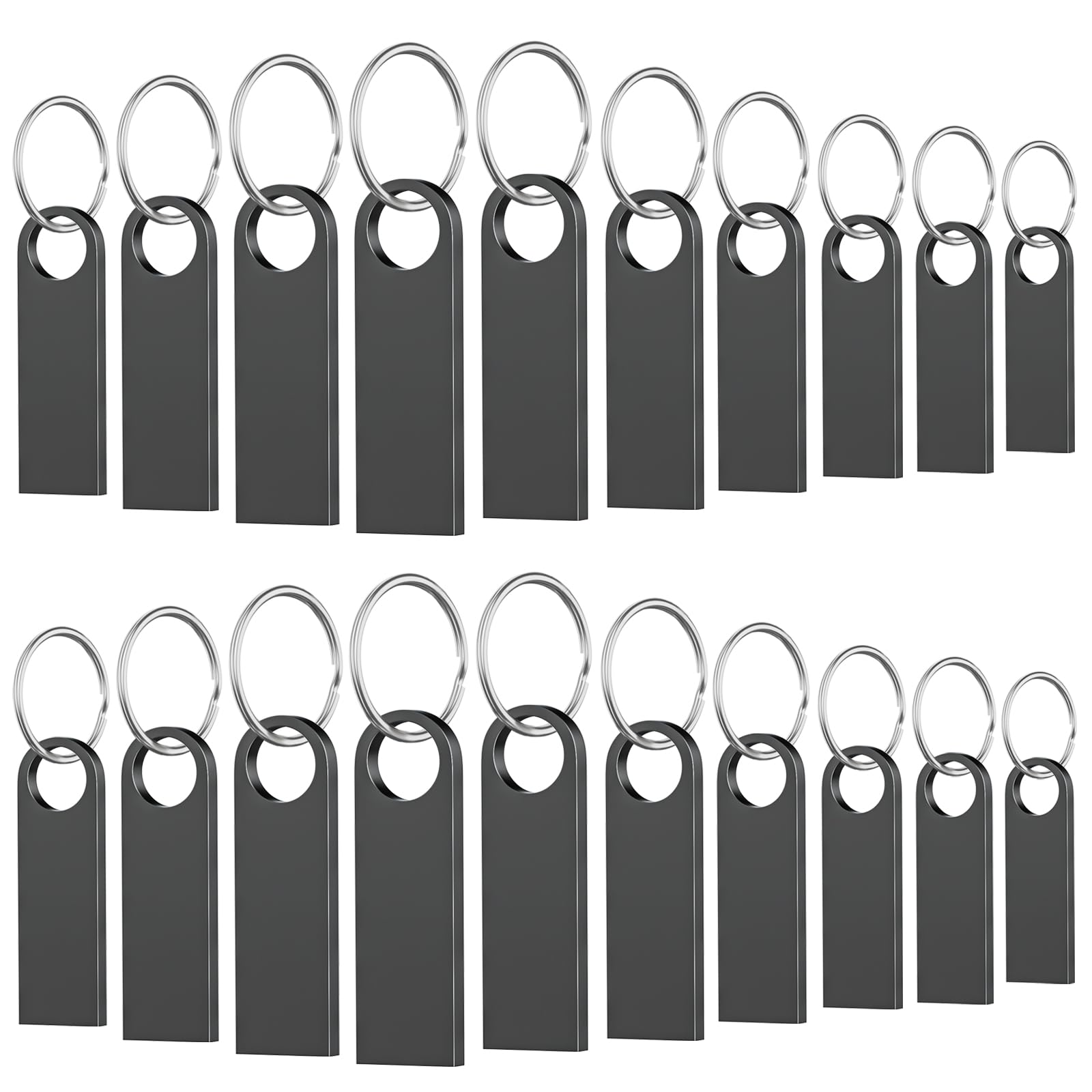 Wooolken 20 Pack 4Gb Usb Flash Drive With Keychains, Sleek Metal Usb 2.0 Thumb Drives Memory Stick For Pc Laptop Computer(Dark G