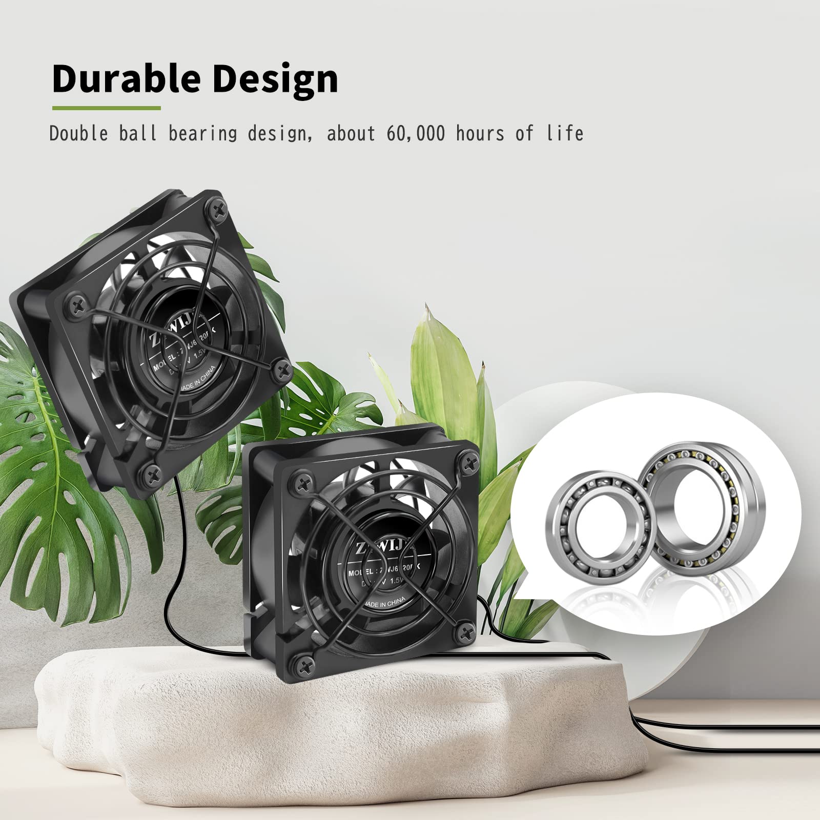 Ziwije Dual Usb Cooling Fan 60Mm With Speeds Control 5V Ball Bearing Mini Usb Fan For Cooling Mini Pc, Tv Box, Router