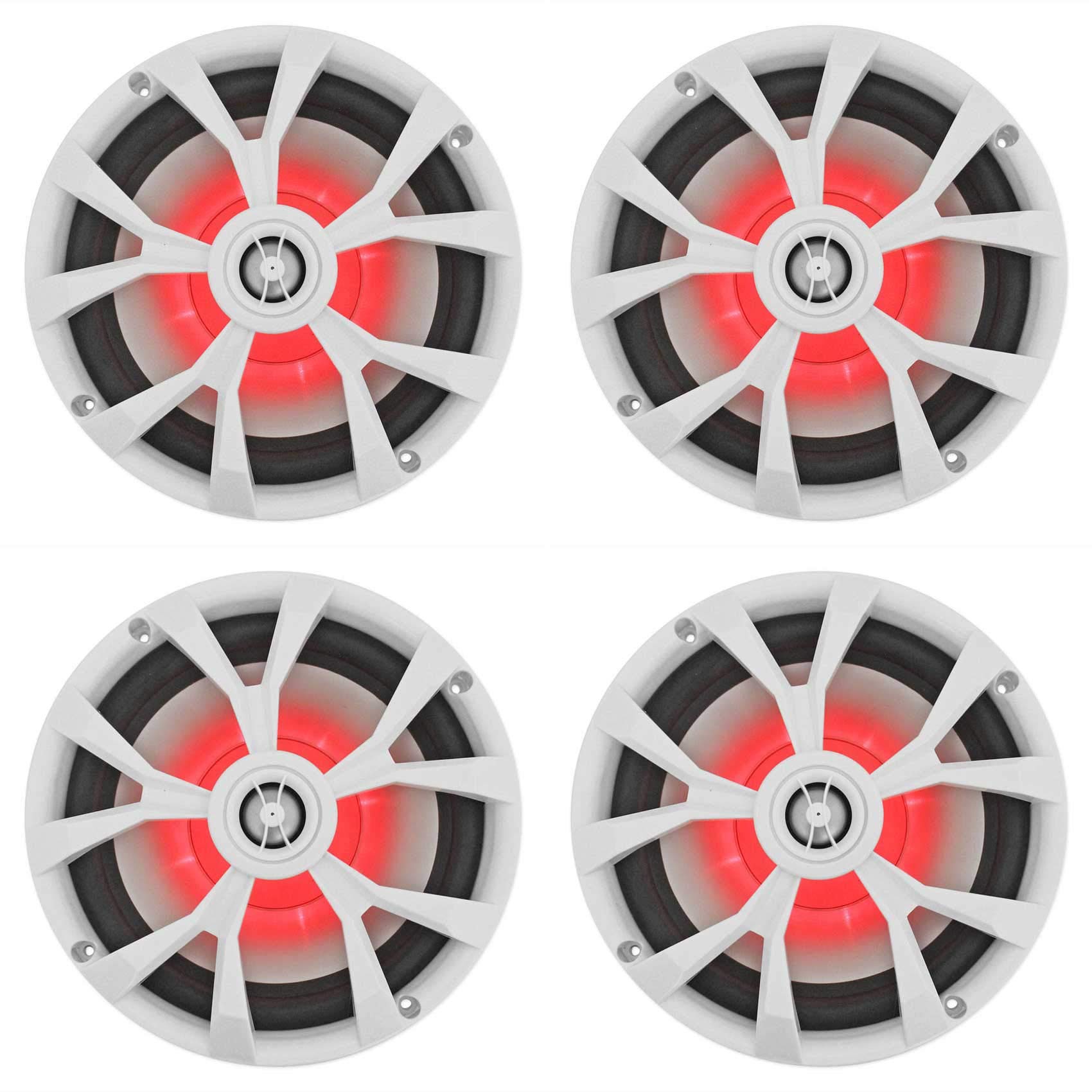 Rockville RKL80MW Marine Boat Speakers, 8 2-Way, 900W per Pair, White, IP66 Waterproof, LED Lights, High-Fidelity Sound, for Boa