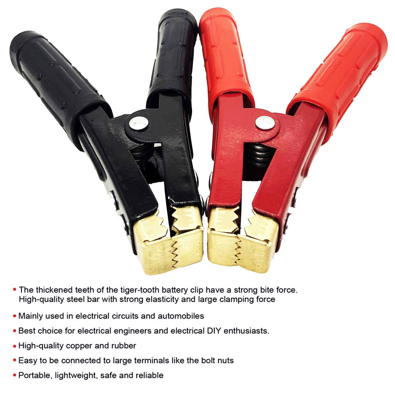 100A/800A/1500A Heavy Duty Crocodile Clamp Pure Copper Car Battery Charger Clamps Power Replacement Battery Alligator Clips Jump