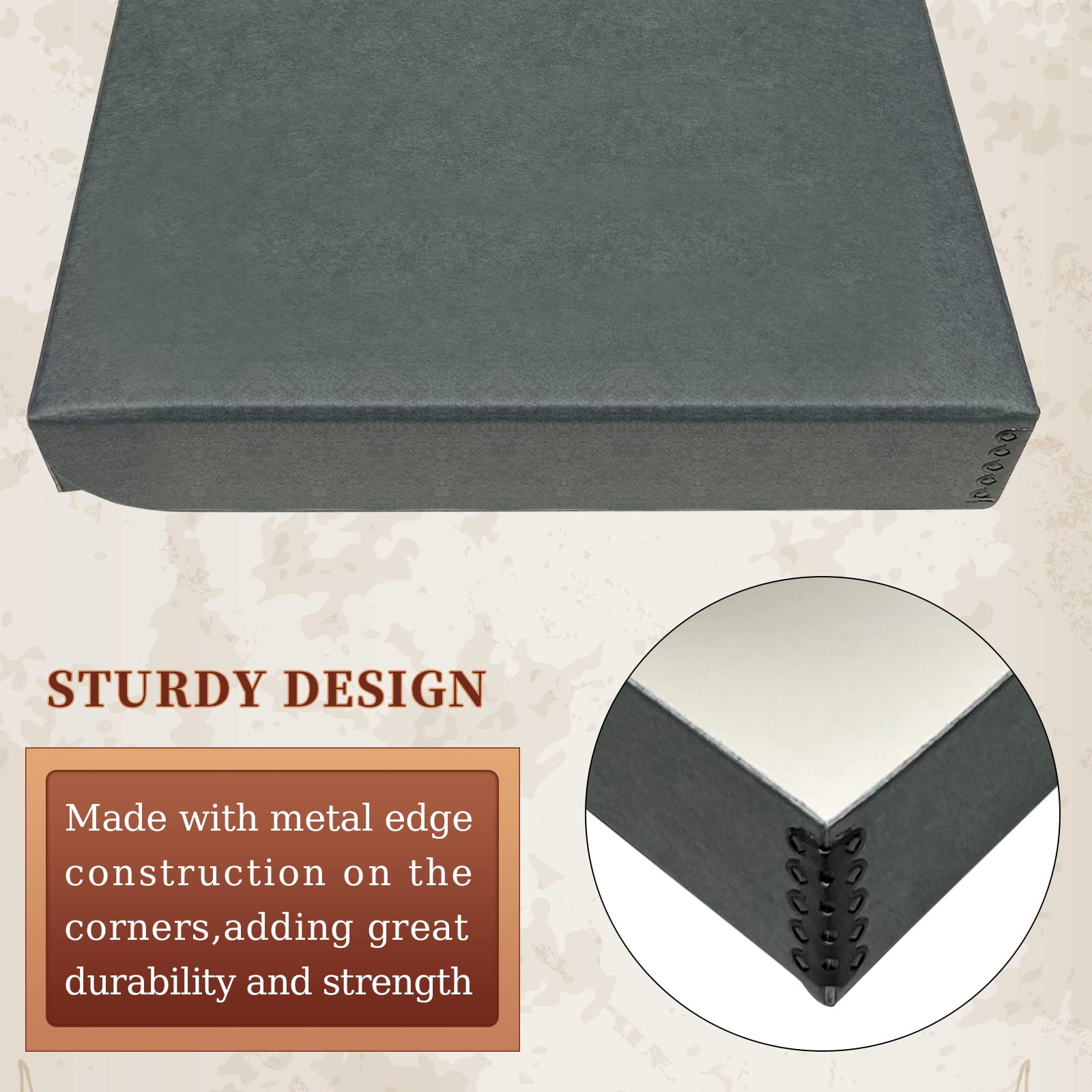 Golden State Art, Archival Folio Storage Box 9X12, Clamshell Design With Metal Edge, Preserve And Store Photos Documents Cards Prints Arts And Crafts Diy, Gray, Pack Of 2