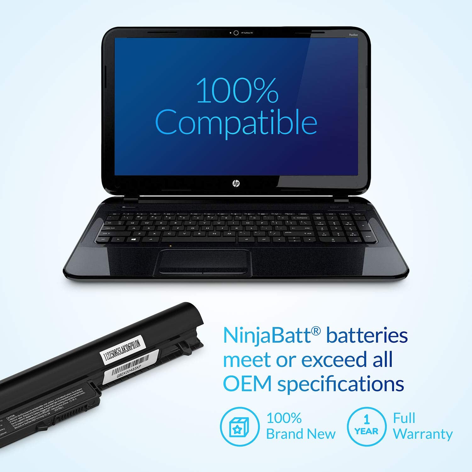 Ninjabatt Battery For Hp 695192 001 Vk04 15 B142Dx 14 B109Wm Hstnn Yb4D 15 B129Wm 694864 851 14 C050Nr 15 B119Wm 14 B120Dx 15 B1