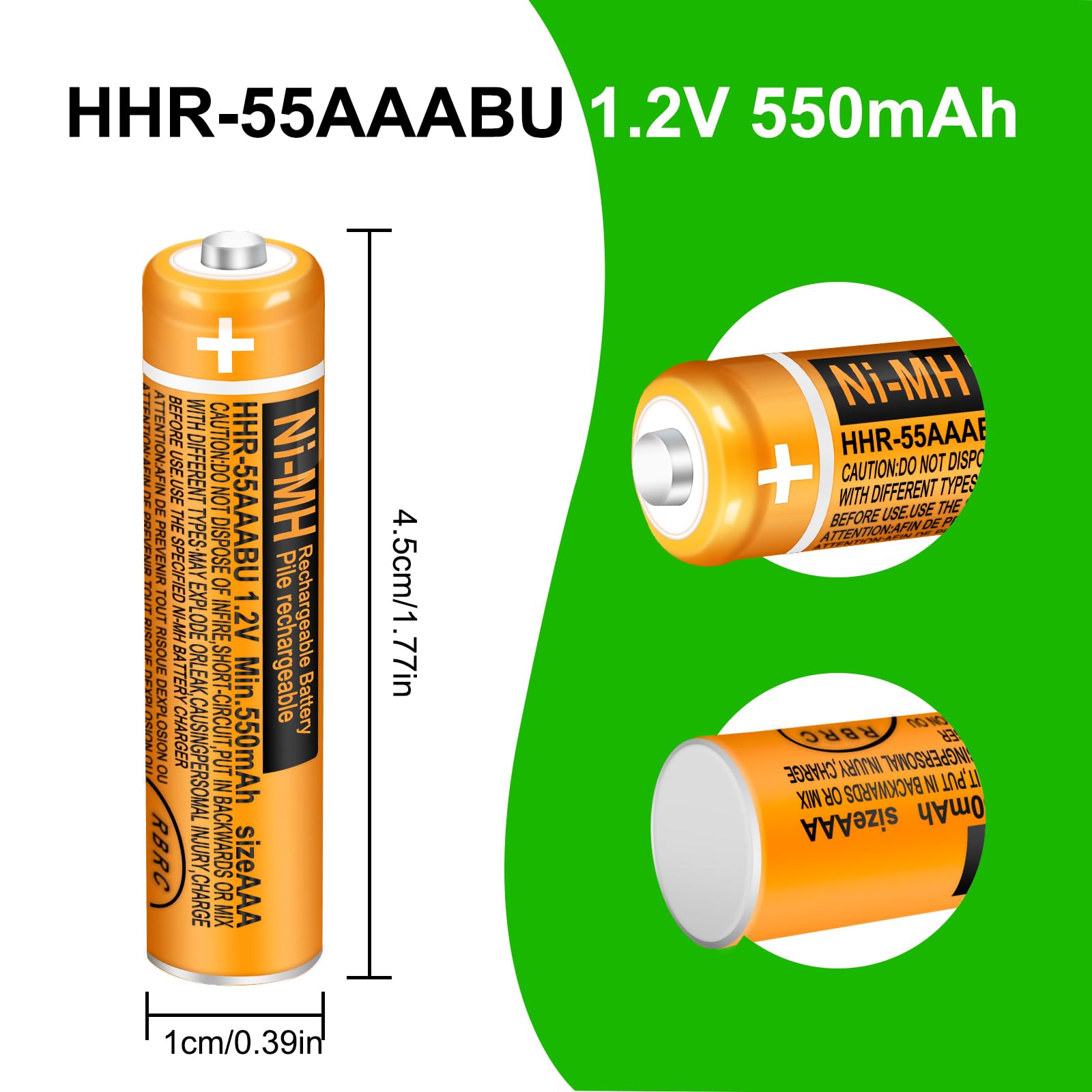Triangle Power 8 Pack Hhr 55Aaabu Ni Mh Rechargeable Battery 550Mah Aaa 1.2V Batteries For Panasonic Cordless Phones
