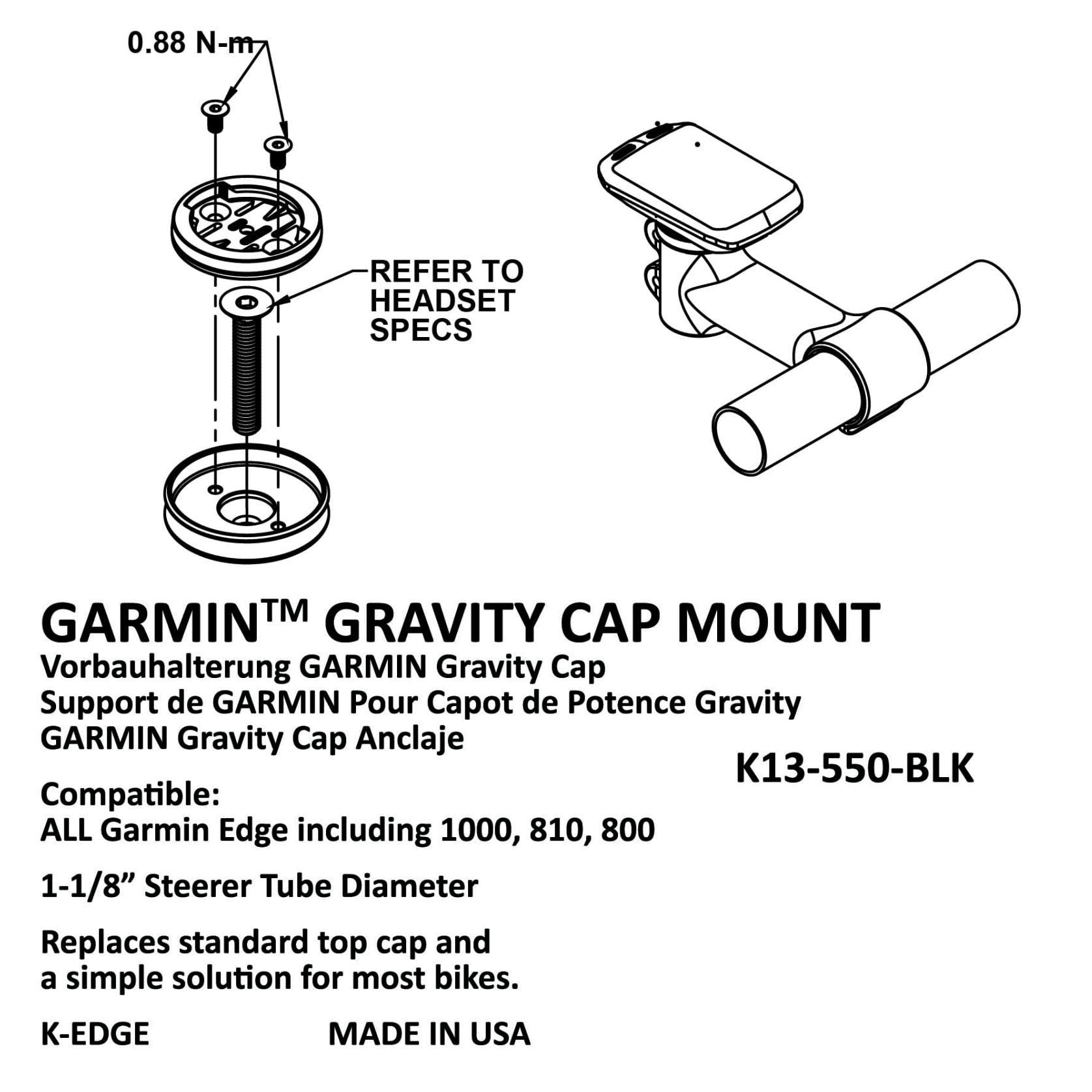 K-Edge Gravity Cap Garmin Mount (Black)