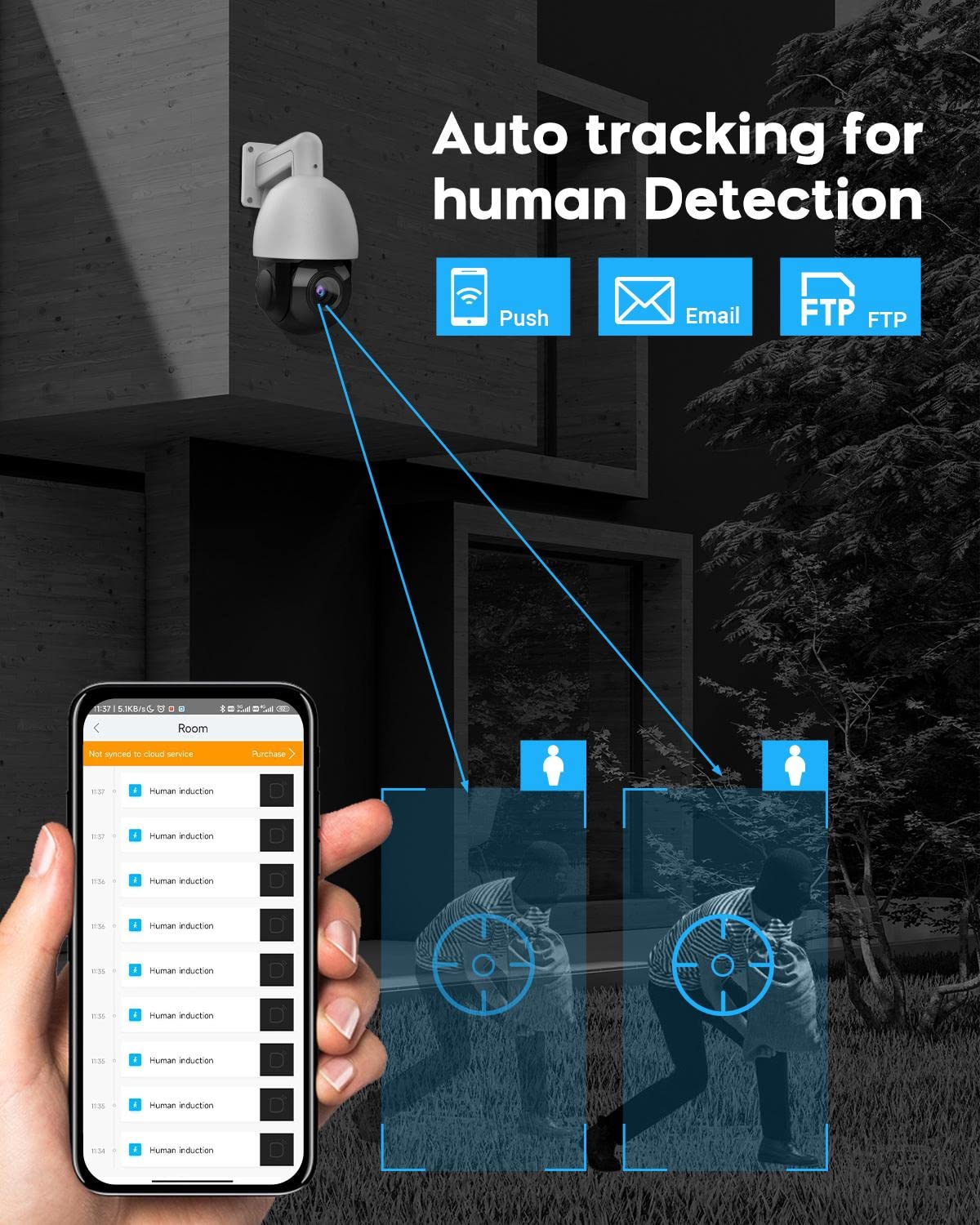 Vikylin 4K 8Mp Outdoor Ptz Ip Poe Camera With 25X Optical Zoom Auto Tracking, Ai Human/Vehicle Detection,328Ft Ir,2 Waytalk,Auto