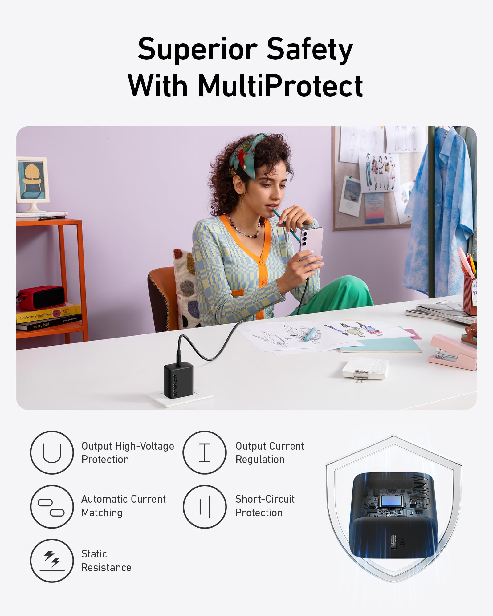 Anker 25W Usb C Super Fast Charger, Anker Charger (Non Foldable) With Usbc Cable, Supports Pps Fast Charging For Samsung Galaxy