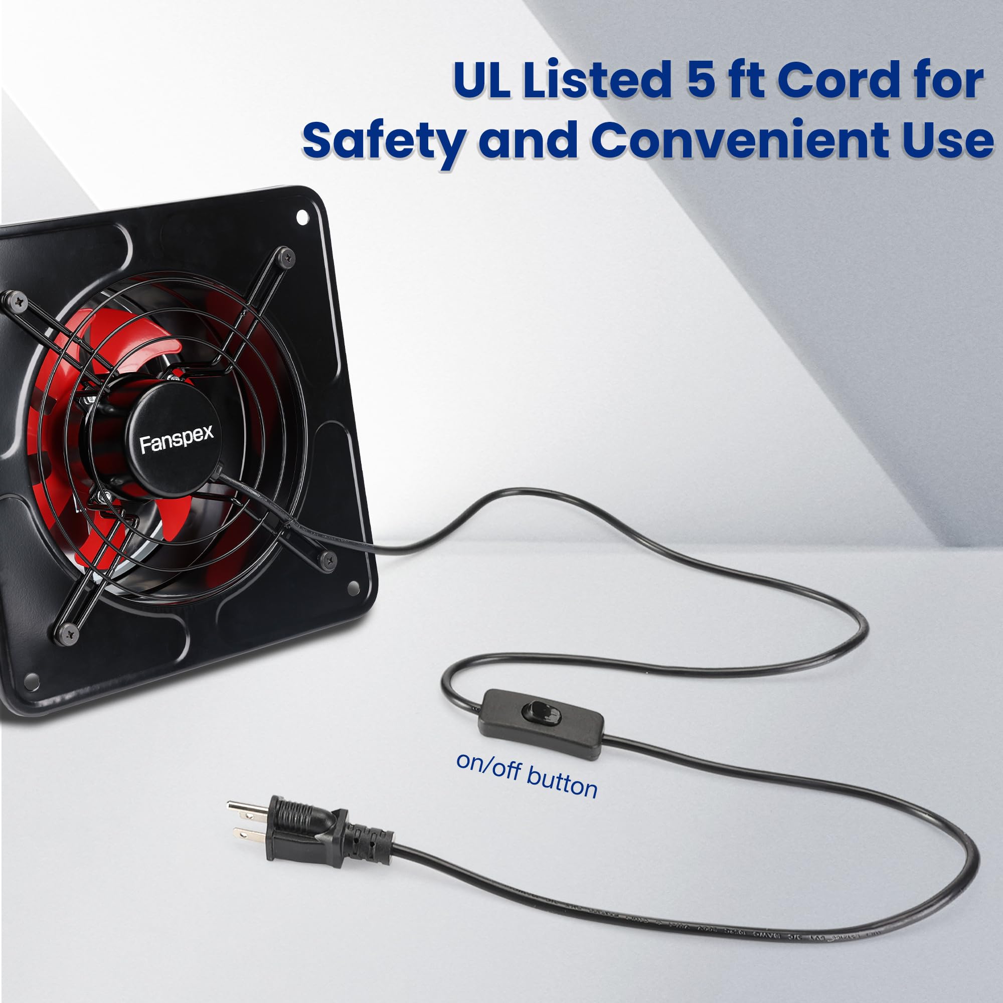 Fanspex 10'' Exhaust Fan For Kitchen, Wall Mount Household Ventilation Fans For Workshop Attic Garage Shed Greenhouse Barn, 62W