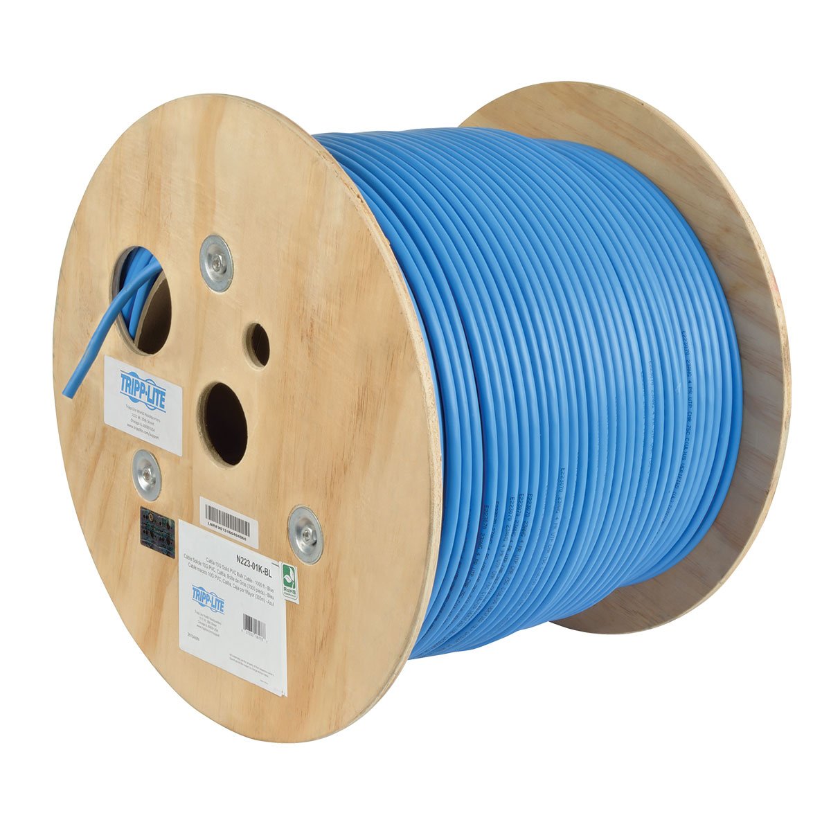 Tripp Lite Cat6a 10G Bulk Cable Solid Core CMR PVC Blue 1000ft N223-01K-BL