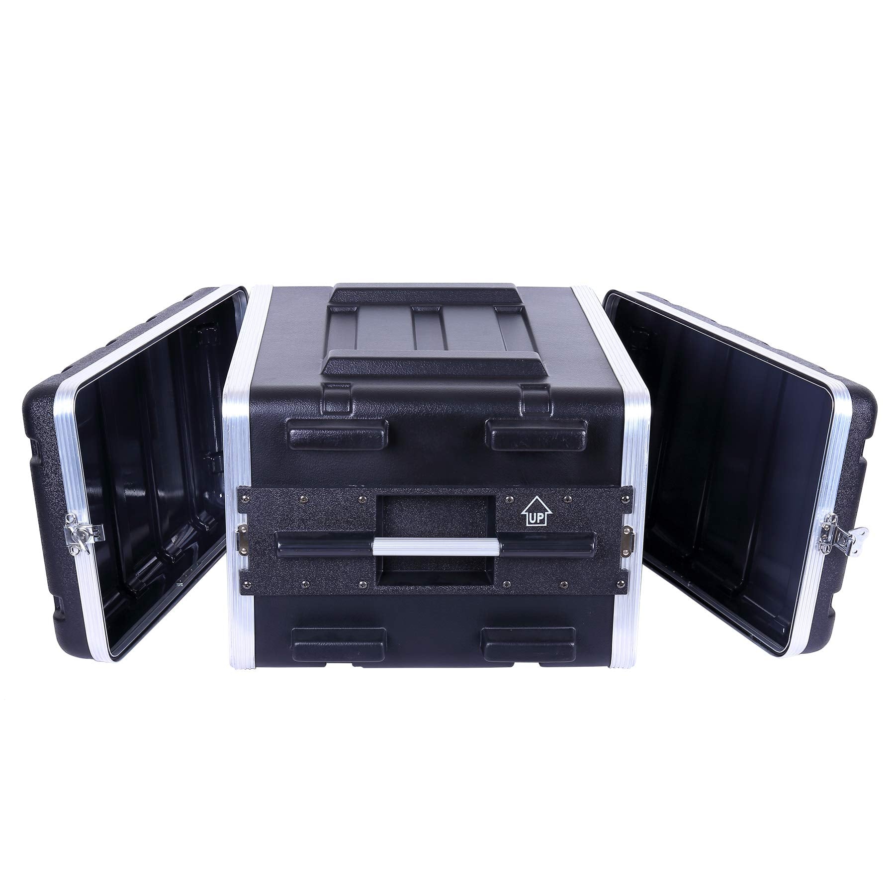 Crossrock Stackable 6U Rack Case, Standard 19.25    Depth, Polyethylene Hard-Shell Construction With Heavy Duty Hardware-Black(C