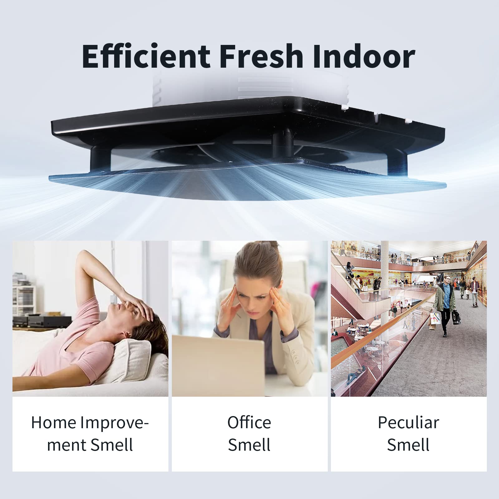 Zeyzer Black Bathroom Fan 110 Cfm 1.0 Sone 5.9'' Duct Square Ceiling Or Wall Mount Ventilation Exhaust Fan For Bathroom/Corridor