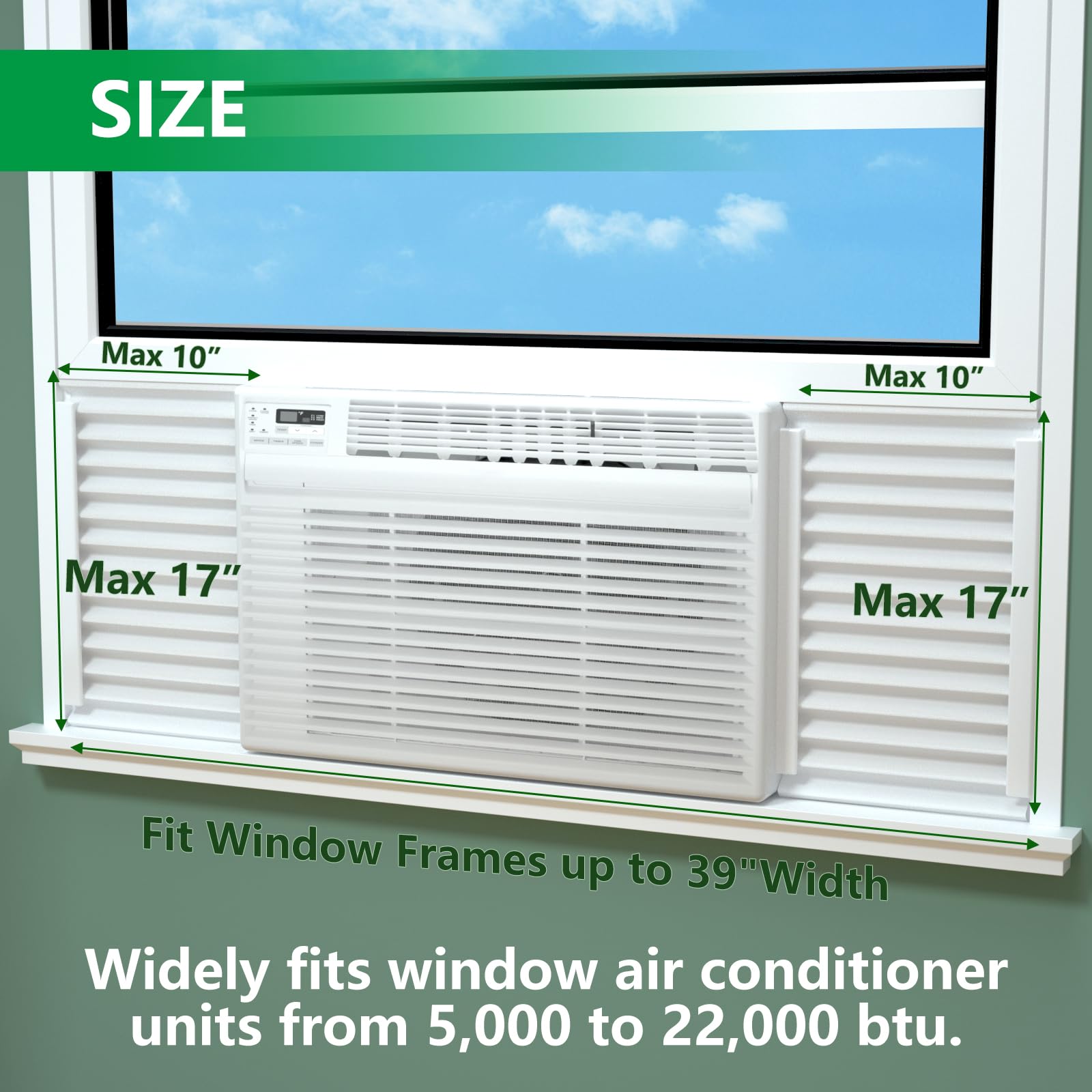 Window Air Conditioner Side Insulated Panel, 2Pic Insulation Panels Window Seal Kit With 4 Pressure Strips, Wintersummer Winter