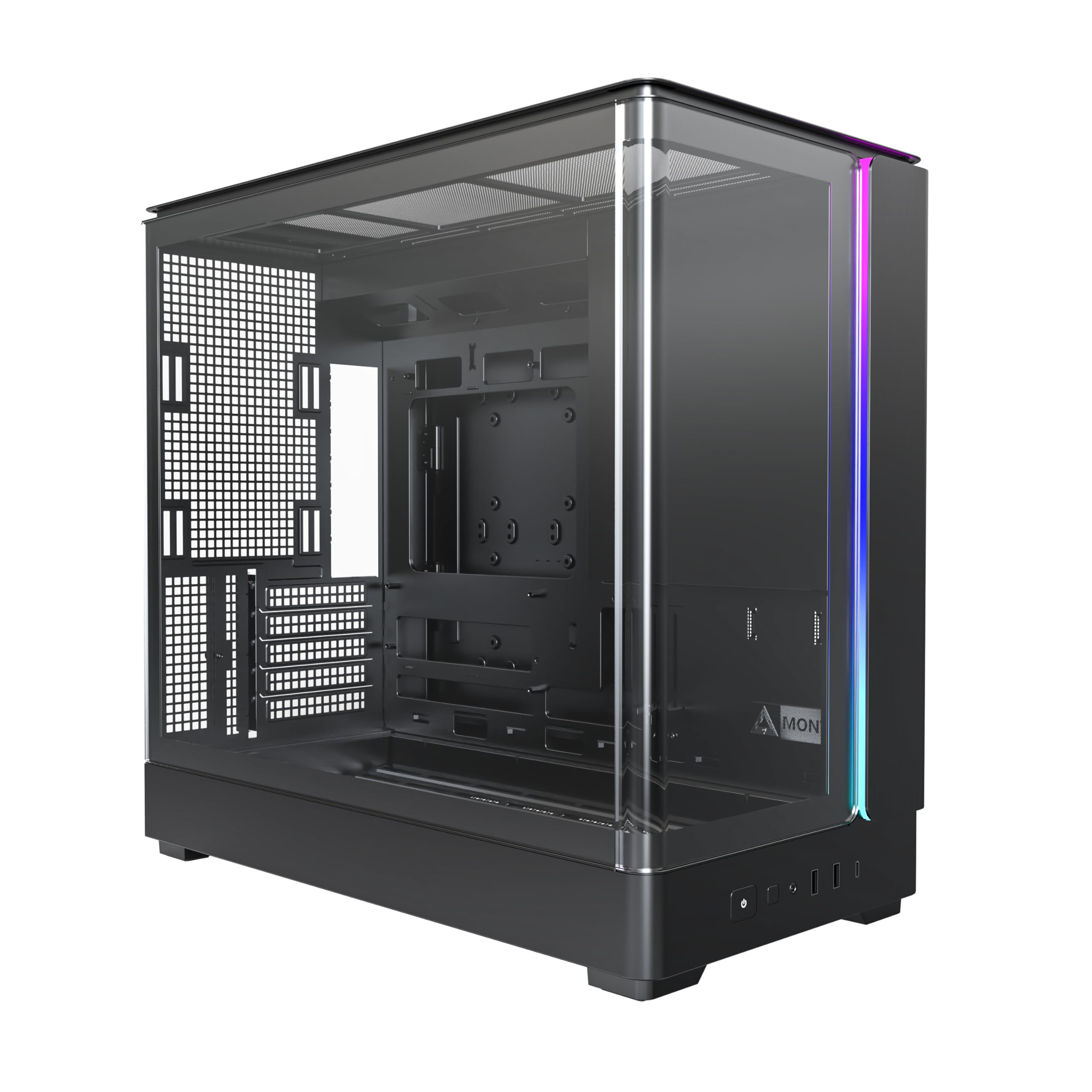 MONTECH King 15 Micro-ATX PC Case, Curved Panoramic Glass, Chimney Airflow Cooling, Dual-Chamber Design, 360mm Radiator Support,