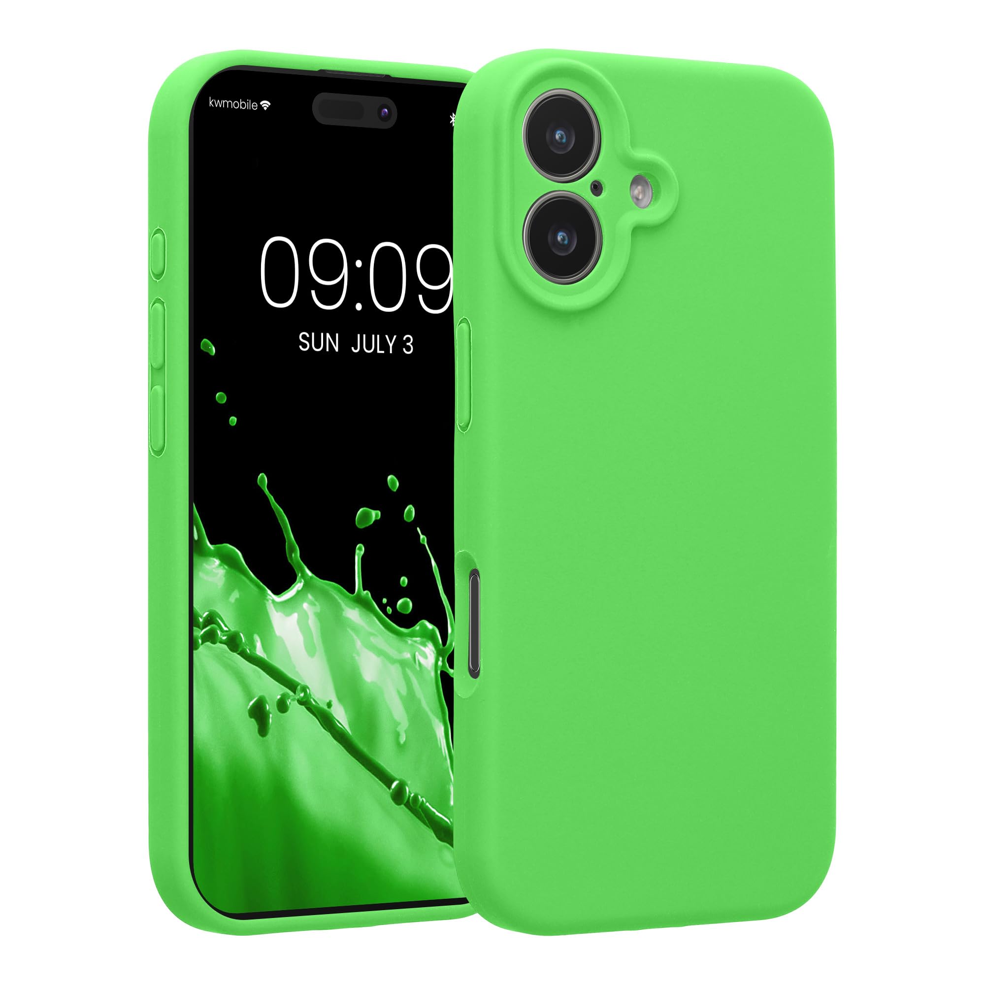 kwmobile Case Compatible with Apple iPhone 17 Case - Slim TPU Silicone Phone Cover - Soft Touch Finish - Lime Green