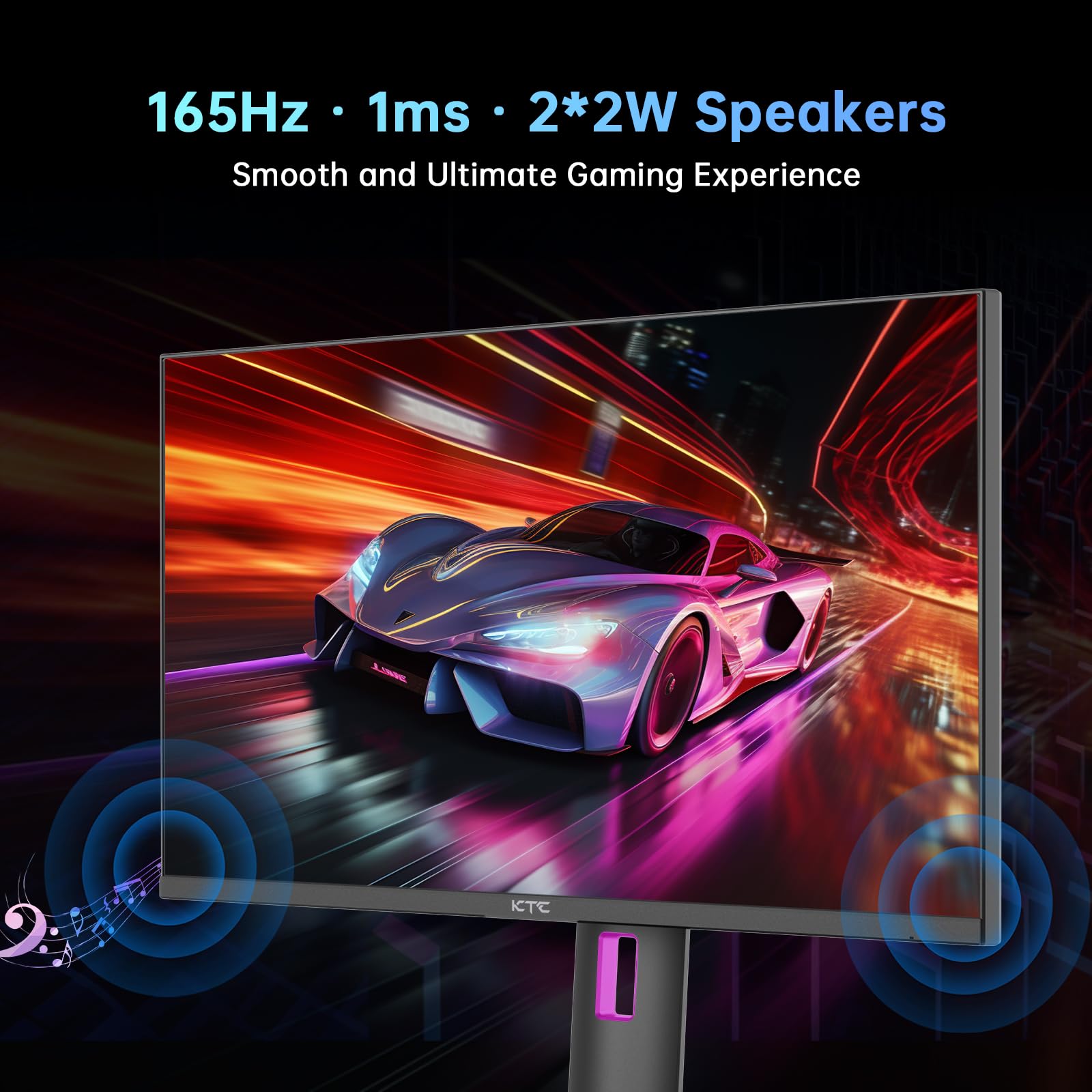 KTC 27 Inch Mini LED Gaming Monitor 1440P 165Hz HDR1000 Type-C 90W Adjustable Stand Black