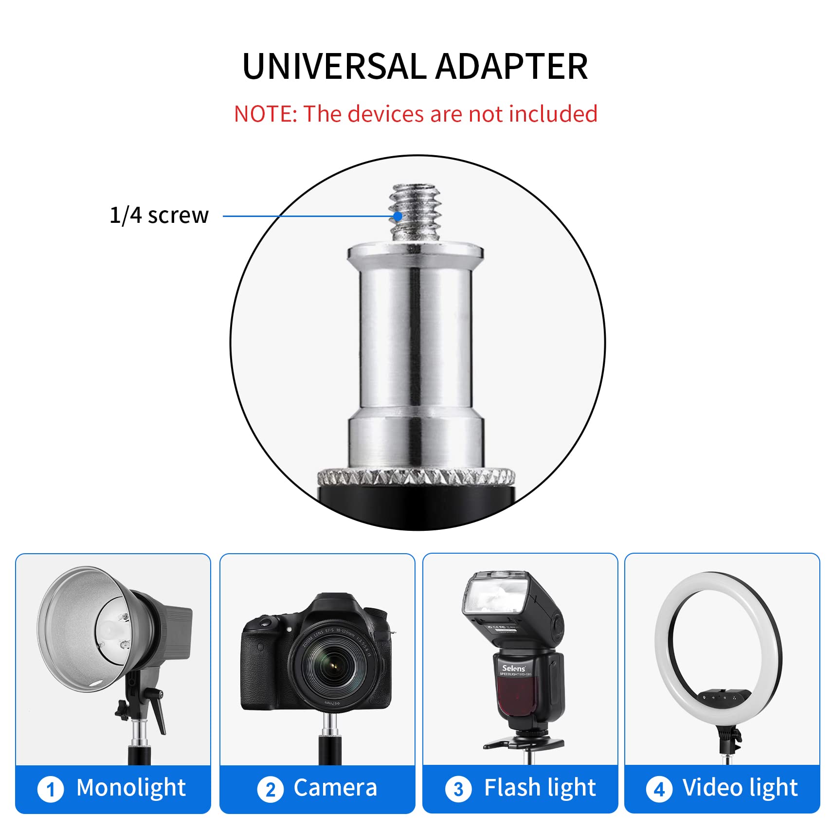 Selens 2 Pack Camera Ceiling Mount, 11'' Wall Mount Bracket With 1/4'' Universal Adapter For Video Light, Ring Light, Softbox, R