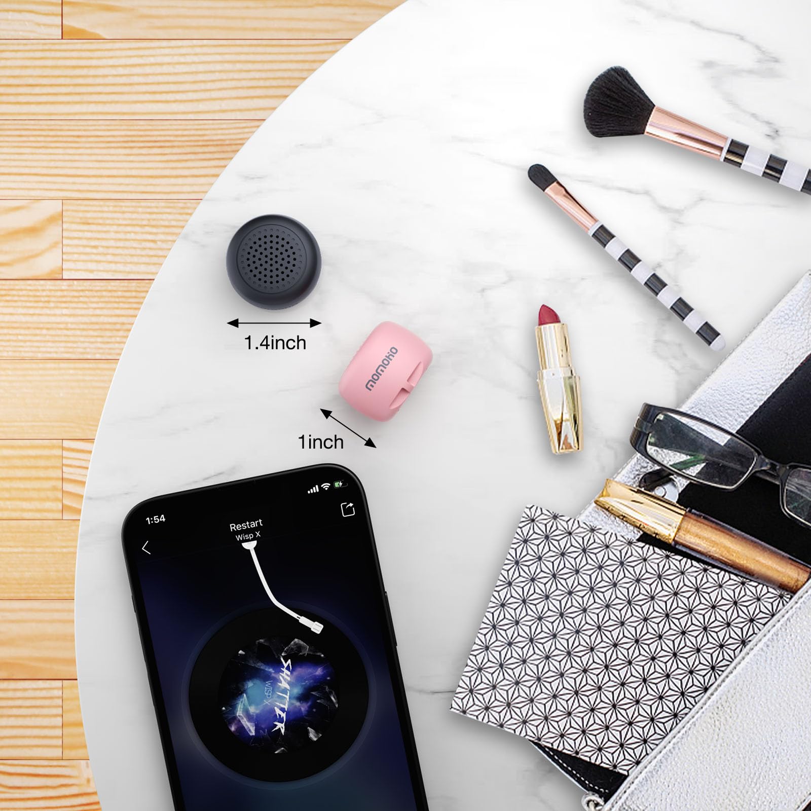 Momoho Small Bluetooth Speaker,Mini Bluetooth Speaker Wireless With Remote Shutter, Tiny Speaker Tws Pairing, Built In Mic, Port