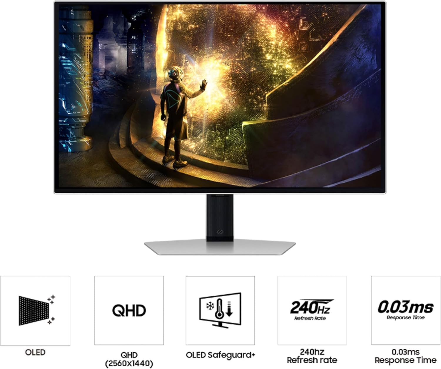 Samsung 27 Odyssey Oled G6 Qhd 240Hz 0.03Ms Freesync Premium Pro Gaming Monitor, Flicker Free, Vesa Mount (100Mm), Hdmi, & Dockz