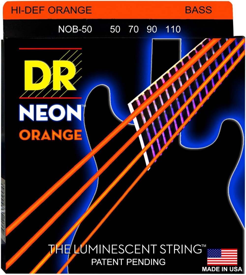Dr Strings Hi Def Neon Orange Coated 4 String Bass Strings Heavy (50 110)