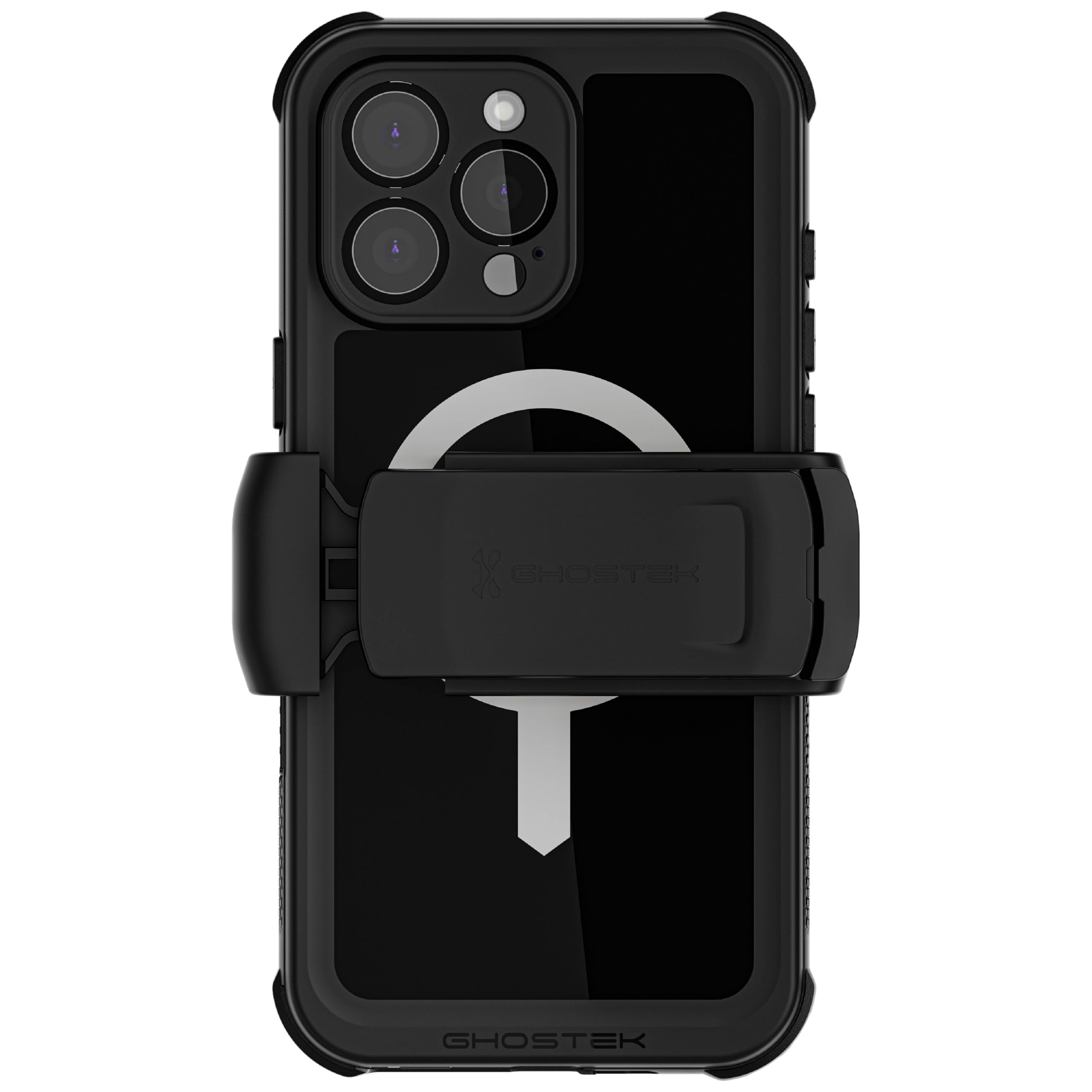 Ghostek Nautical Waterproof iPhone 16 Pro Max Case with Belt Clip Holster - Screen and Camera Protector, Apple MagSafe Compatibl