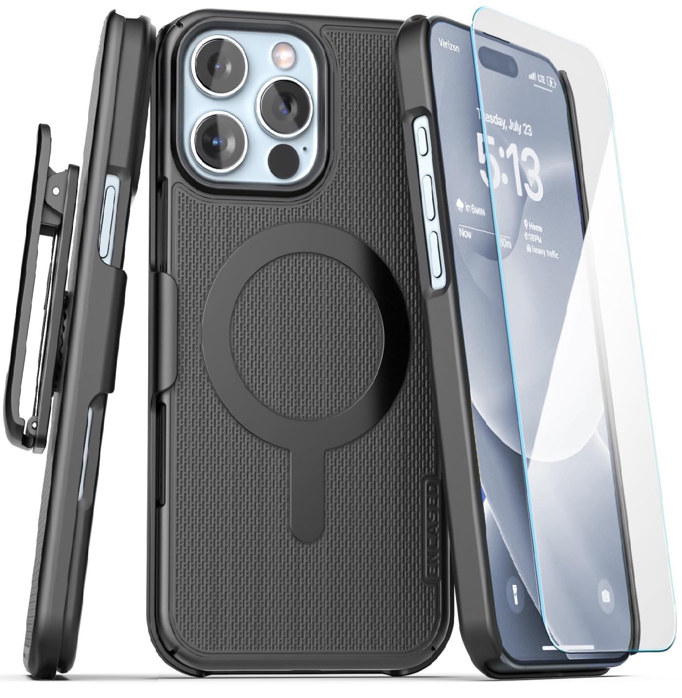 Encased Belt Case Compatible with iPhone 16 Pro Max - Compatible with MagSafe, Phone Holster Clip (Magnetic Slimline Series)