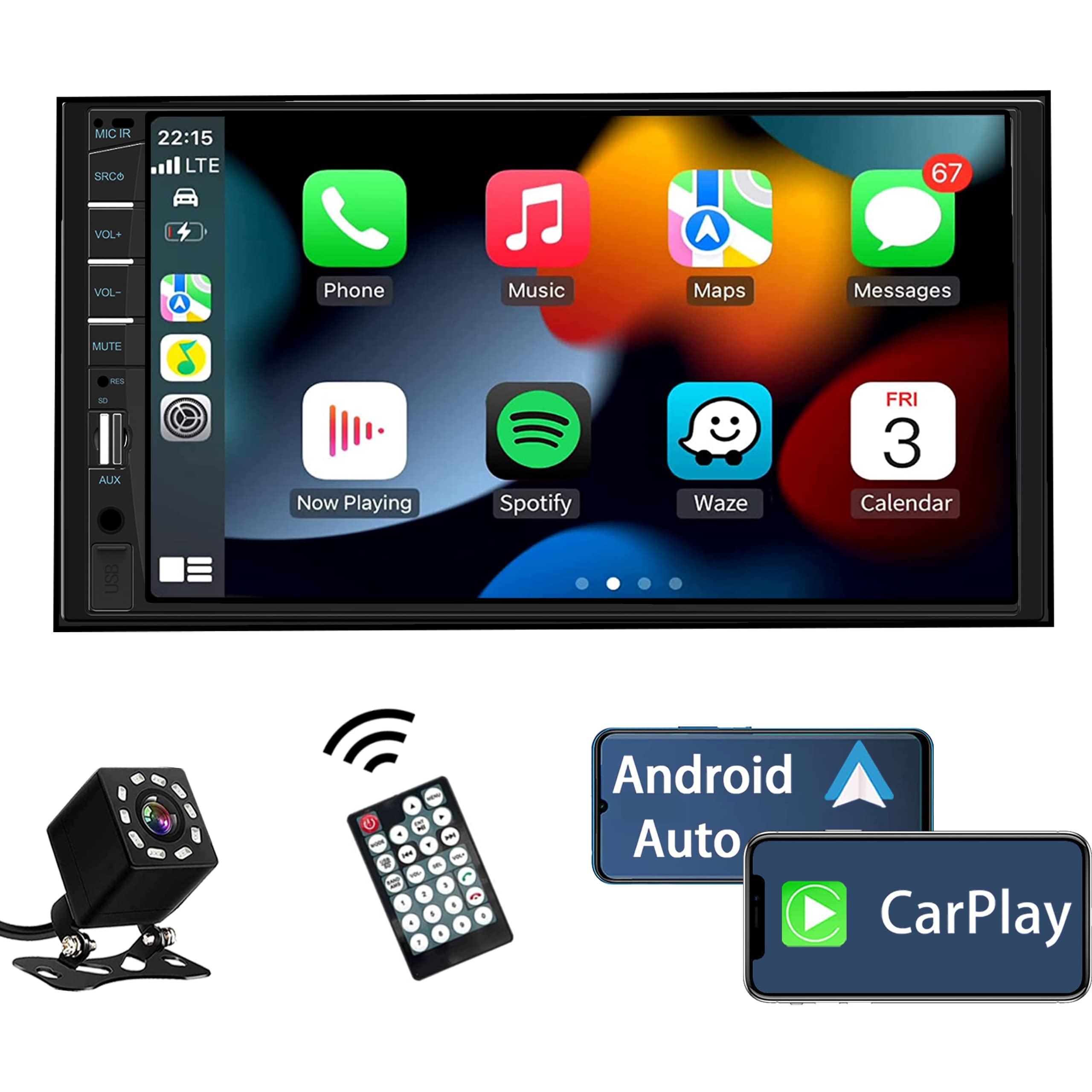 Naifay Double Din Car Stereo Compatible With Apple Carplay And Android Auto, 7 Inch Hd Touchscreen Car Radio Car Audio Receivers