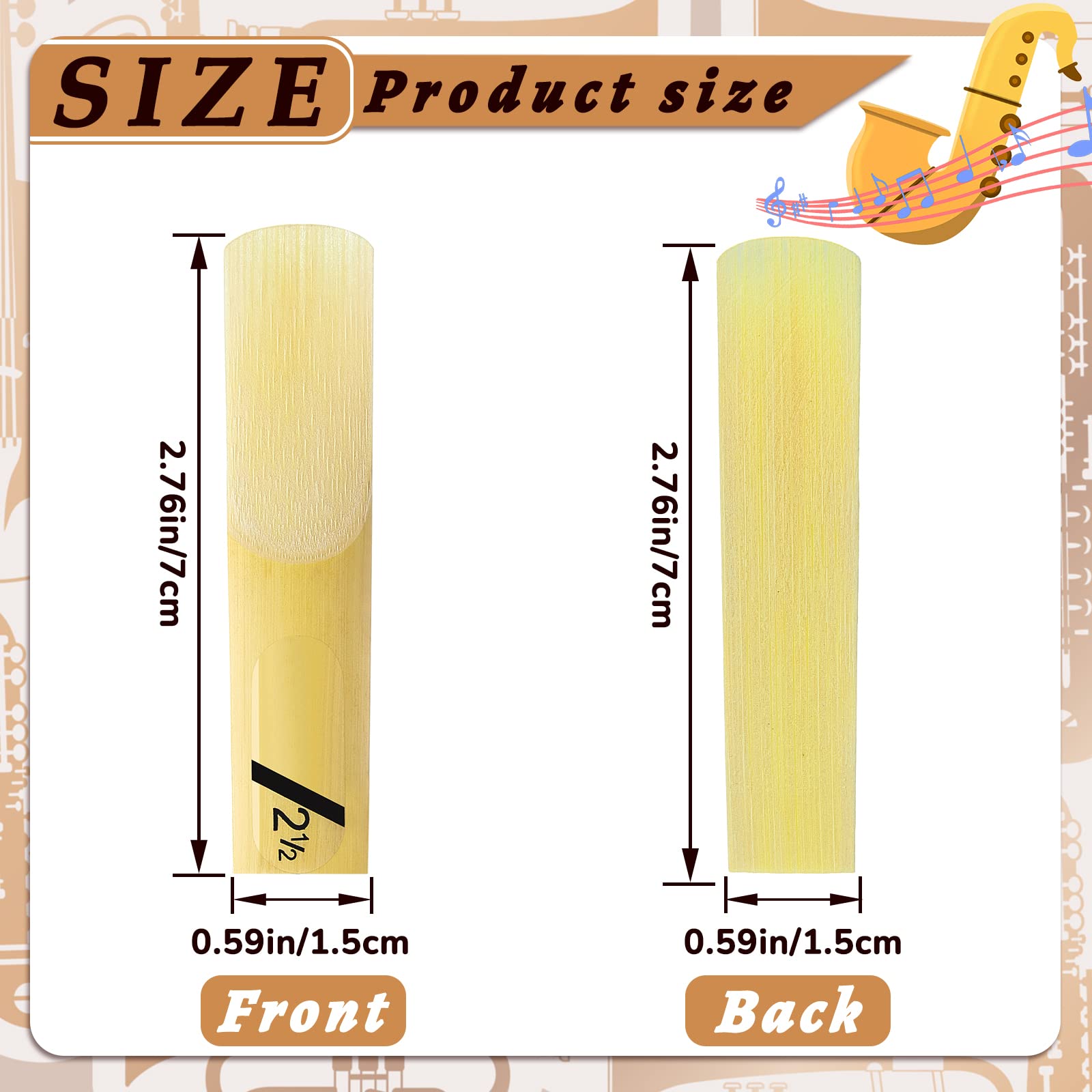 20 Pieces Alto Saxophone Sax Reeds Size 2.5, Strength 2 1/2 Bamboo Saxophone Reeds With Individual Case For Clarinet Soprano Or