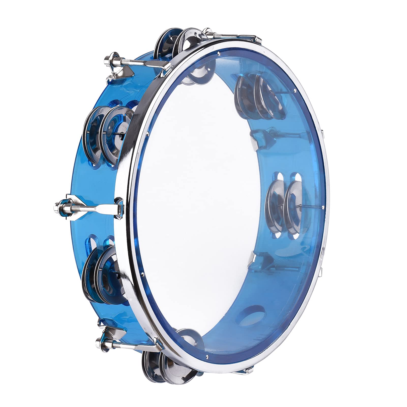 Ubersweet 8inch Tambourine Handbell Hand Drum with Row Jingles Percussion Instrument ||