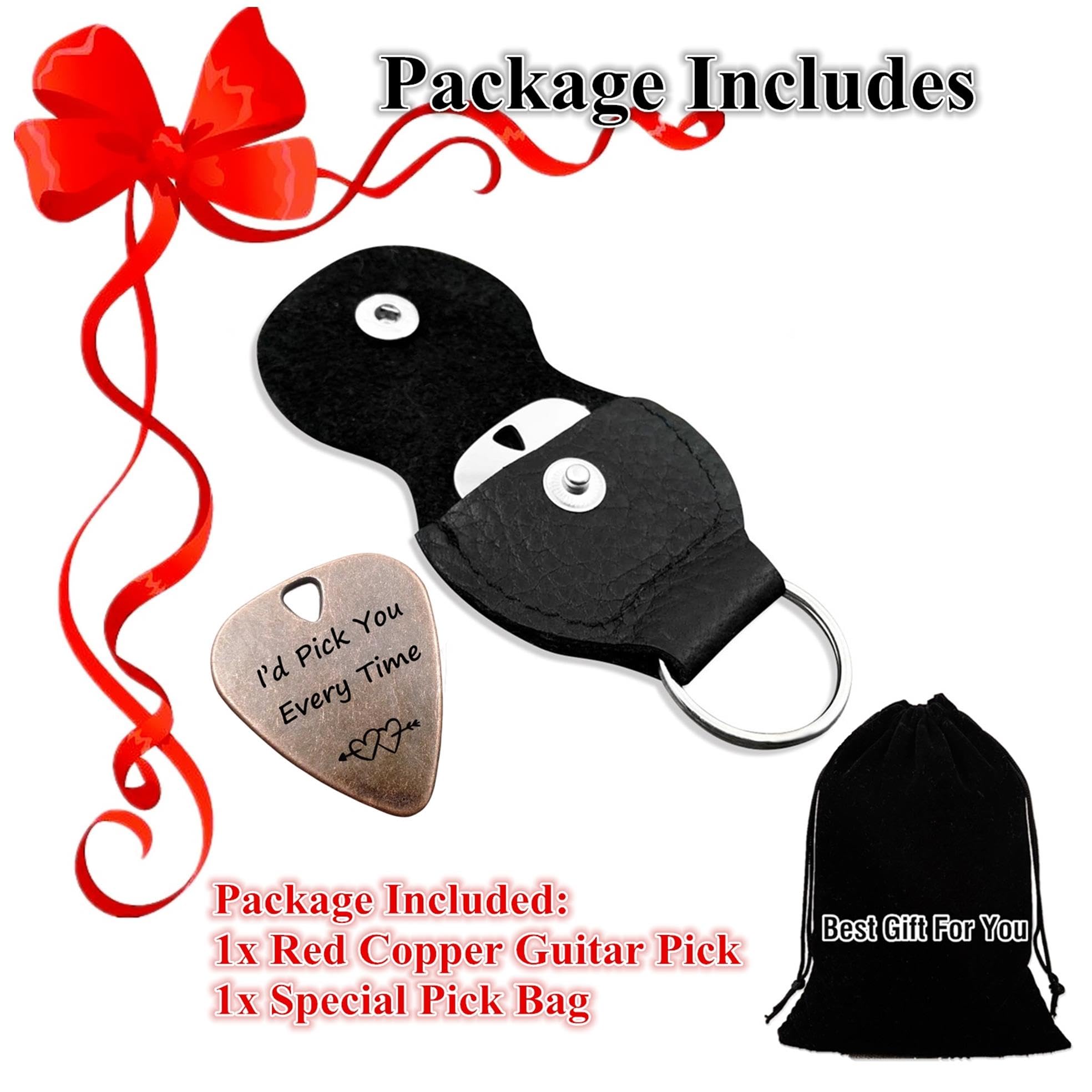 Juppe Birthday Gifts For Sister, Bronze Metal I Couldn'T Pick A Better Sister Guitar Pick And Bass Pick With Leather Case Music