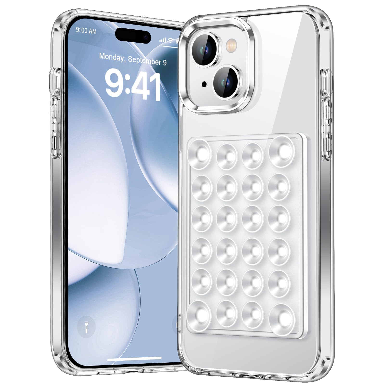 Miss Arts For Iphone 15 Case With Suction Cup Phone Mount - Hands Free Strong Silicone Suction Grip Holder For Selfies And Video