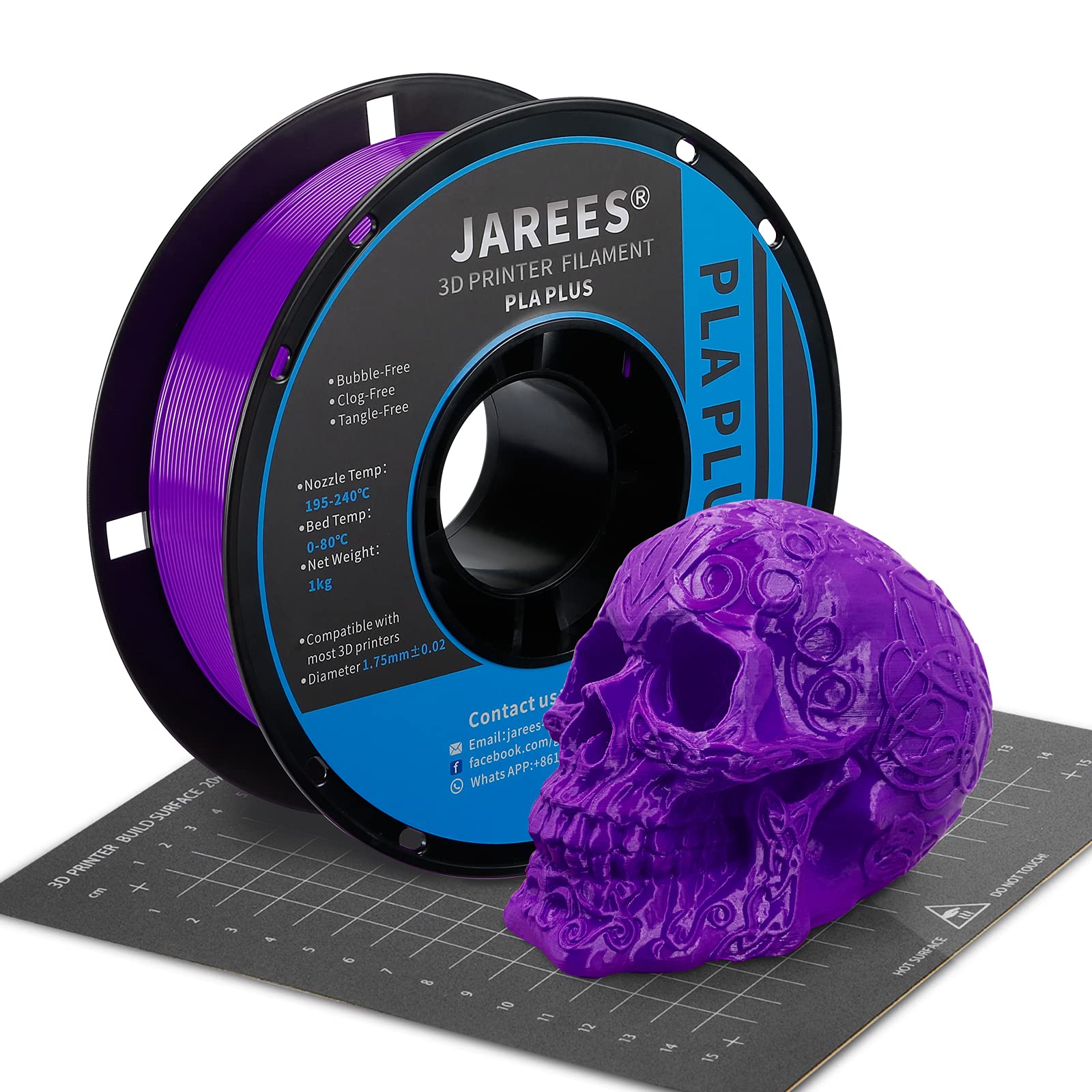 Jarees Purple Pla Plus(Pla+) Filament 1.75Mm, Higher Toughness 3D Printer Filament Pla, High Speed Pla Pro 1Kg Spool (2.2Lbs), D