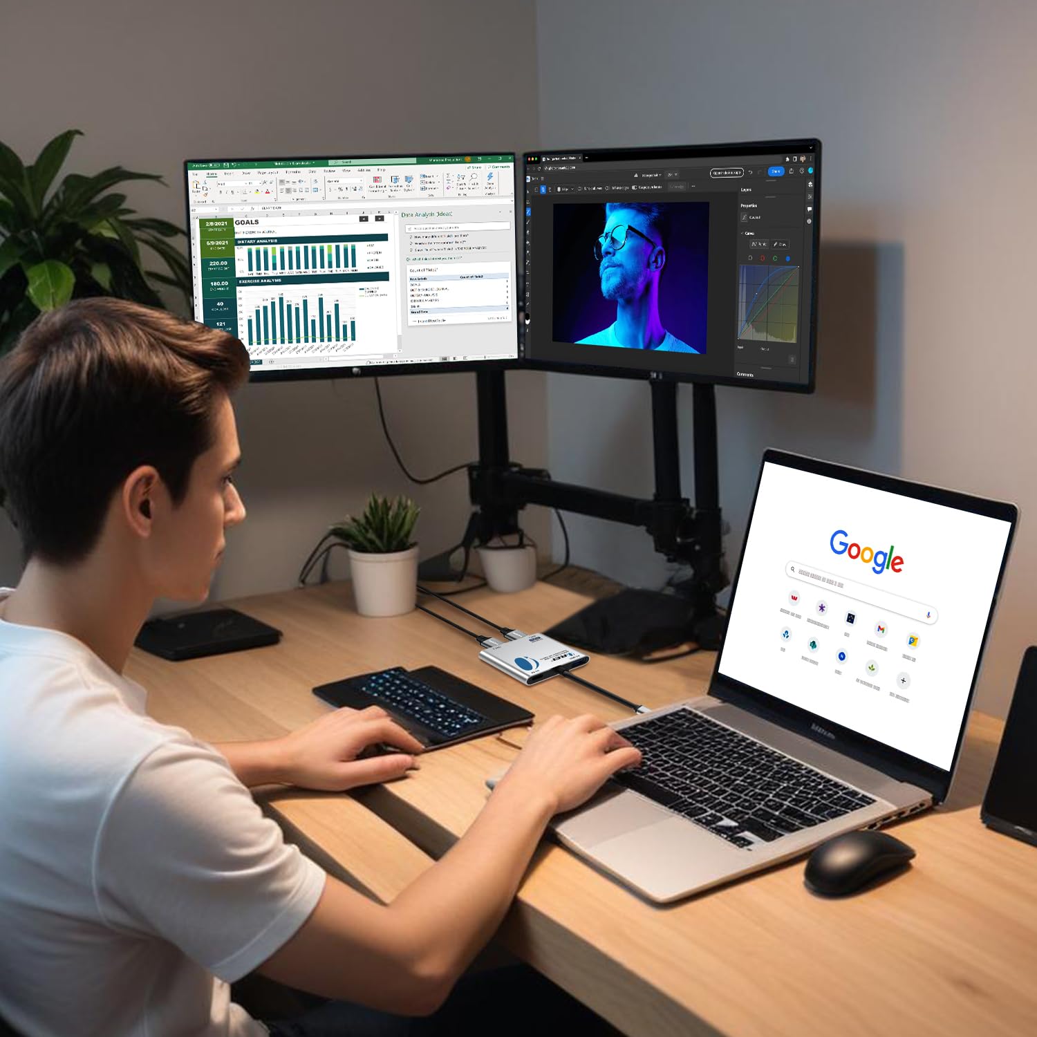 Orei Splitextend Hdmi Splitter Extended Display For Windows Only Dual Monitor - Multi-Monitor Display 3 Separate Screens - Usb-C