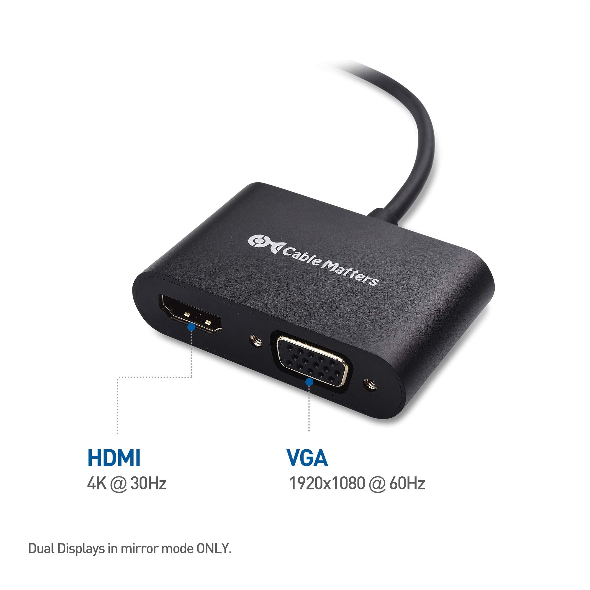 Cable Matters Aluminum Usb C To Hdmi Vga Adapter For Surface Pro 7, Macbook Pro, Dell Xps 13, And More   Thunderbolt 4 / Usb4 /