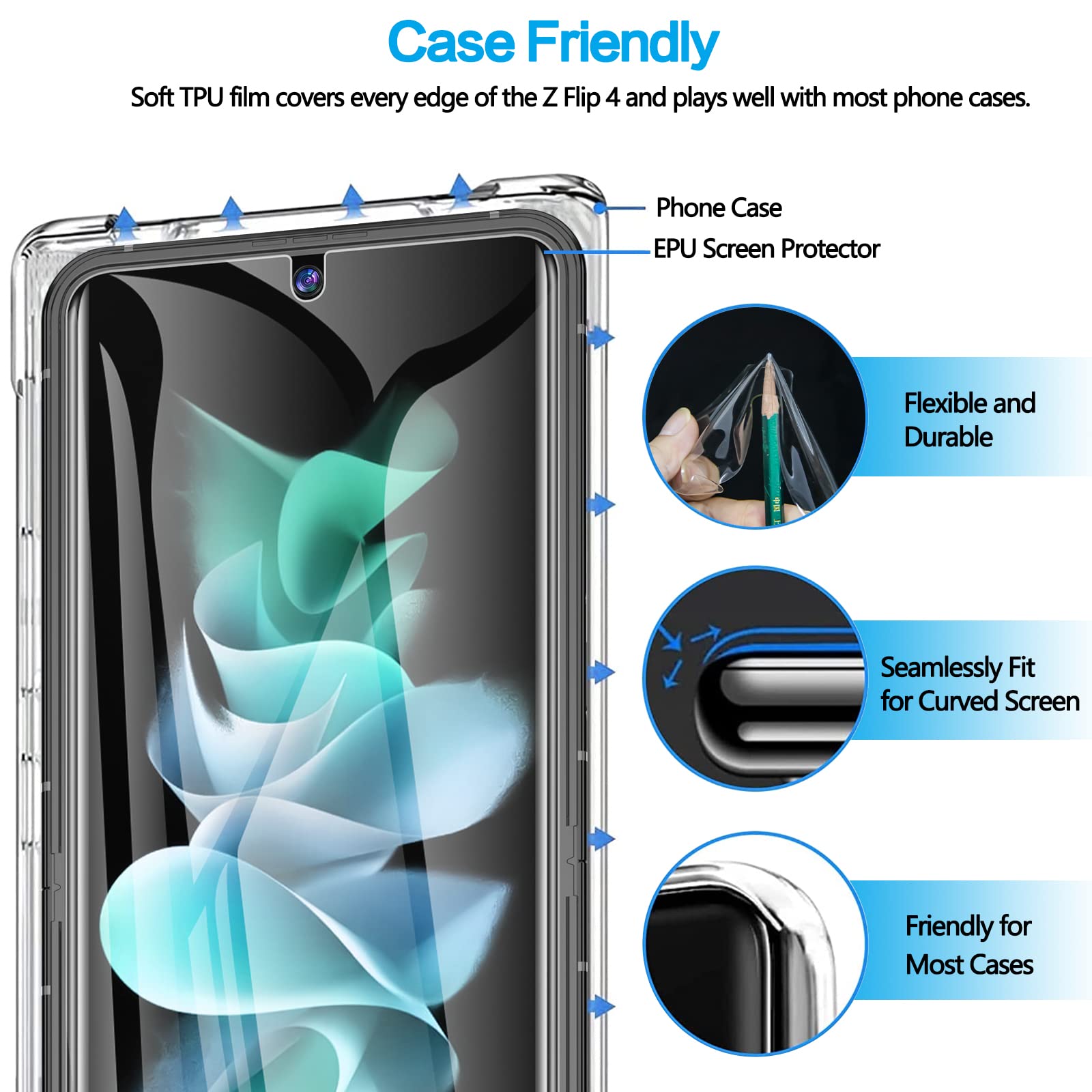 Lywhl [3 Pack] For Samsung Galaxy Z Flip 4 5G Screen Protector, Premium Quality Soft Epu (Not Glass) Hd Clarity Protective Film