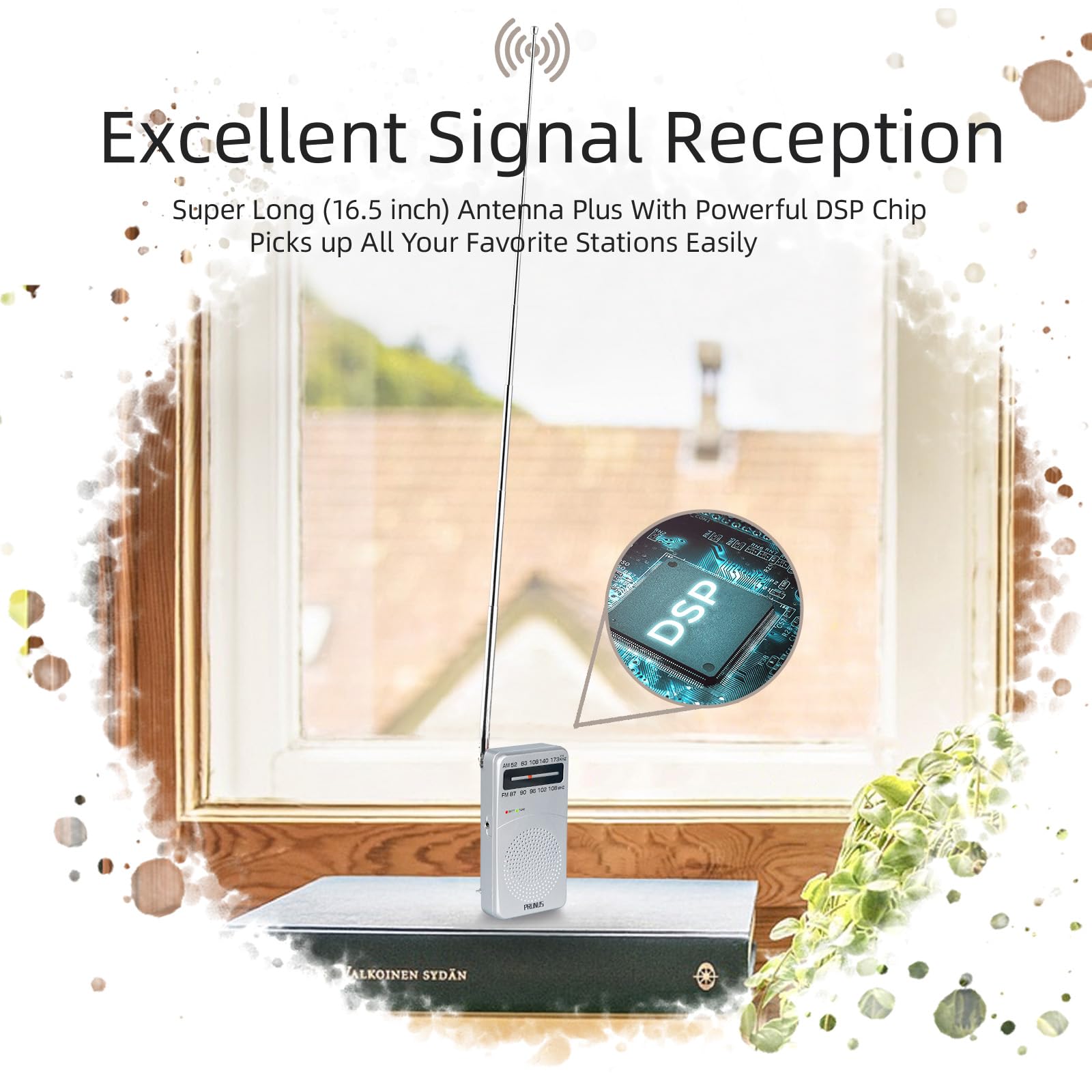 Prunus J 166 Portable Radio Am Fm, Battery Operated Radio With Tuning Light, Back Clip, Excellent Reception For Indoor & Outdoor & Emergency Radio, Am Fm Radio Portable, Transistor Radio