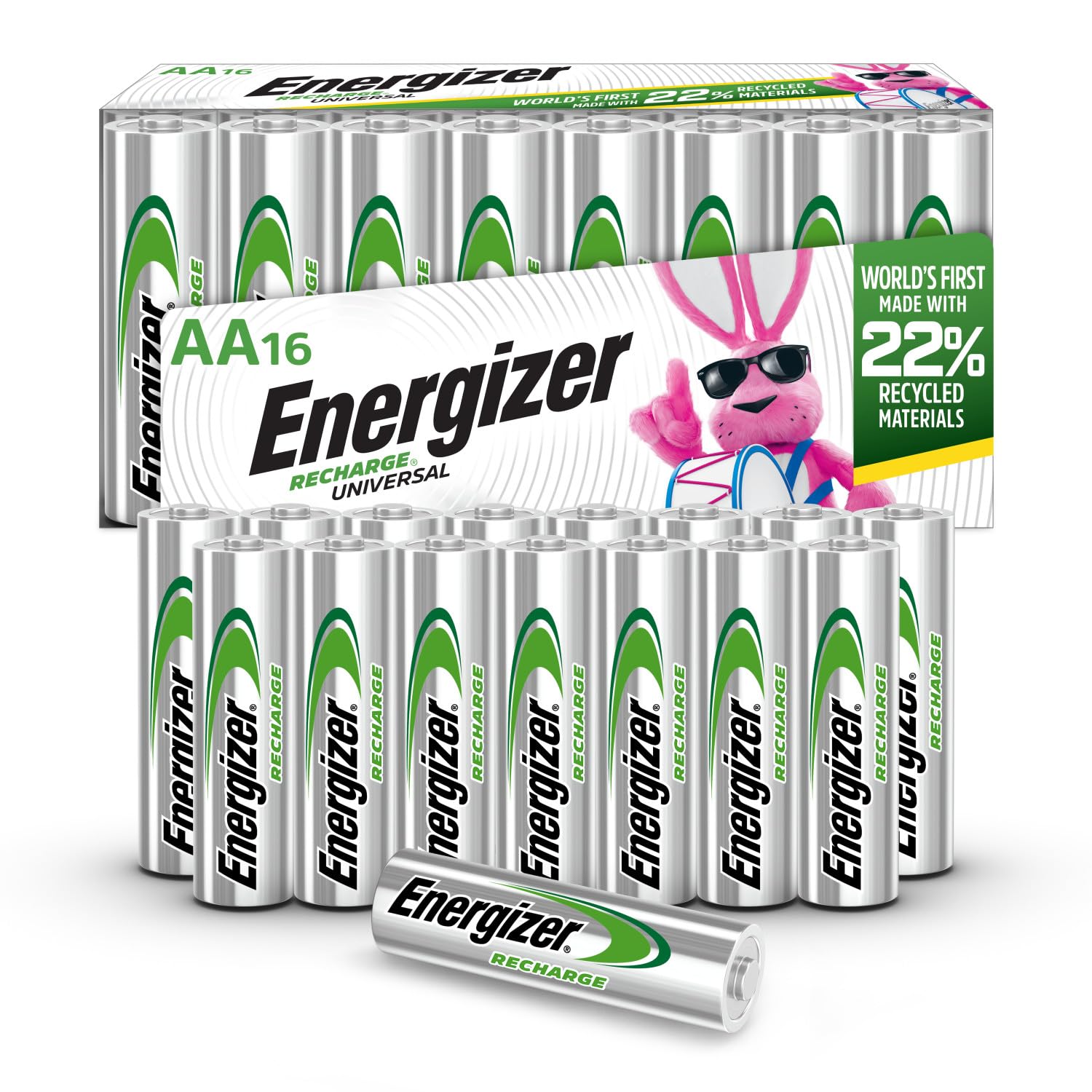 Energizer Rechargeable Aa Batteries, Recharge Universal Double A Battery Pre Charged, 16 Count